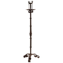 Vintage Wrought Iron Tall Candle Holder, 20th Century