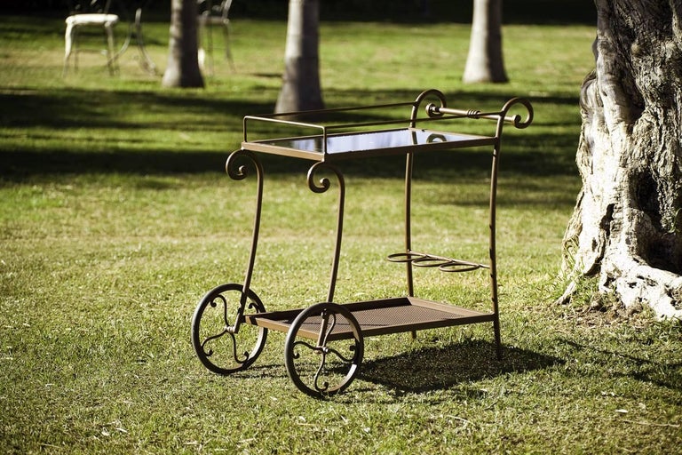 Wrought Iron Tea Cart Garden Furniture For Sale at 1stDibs