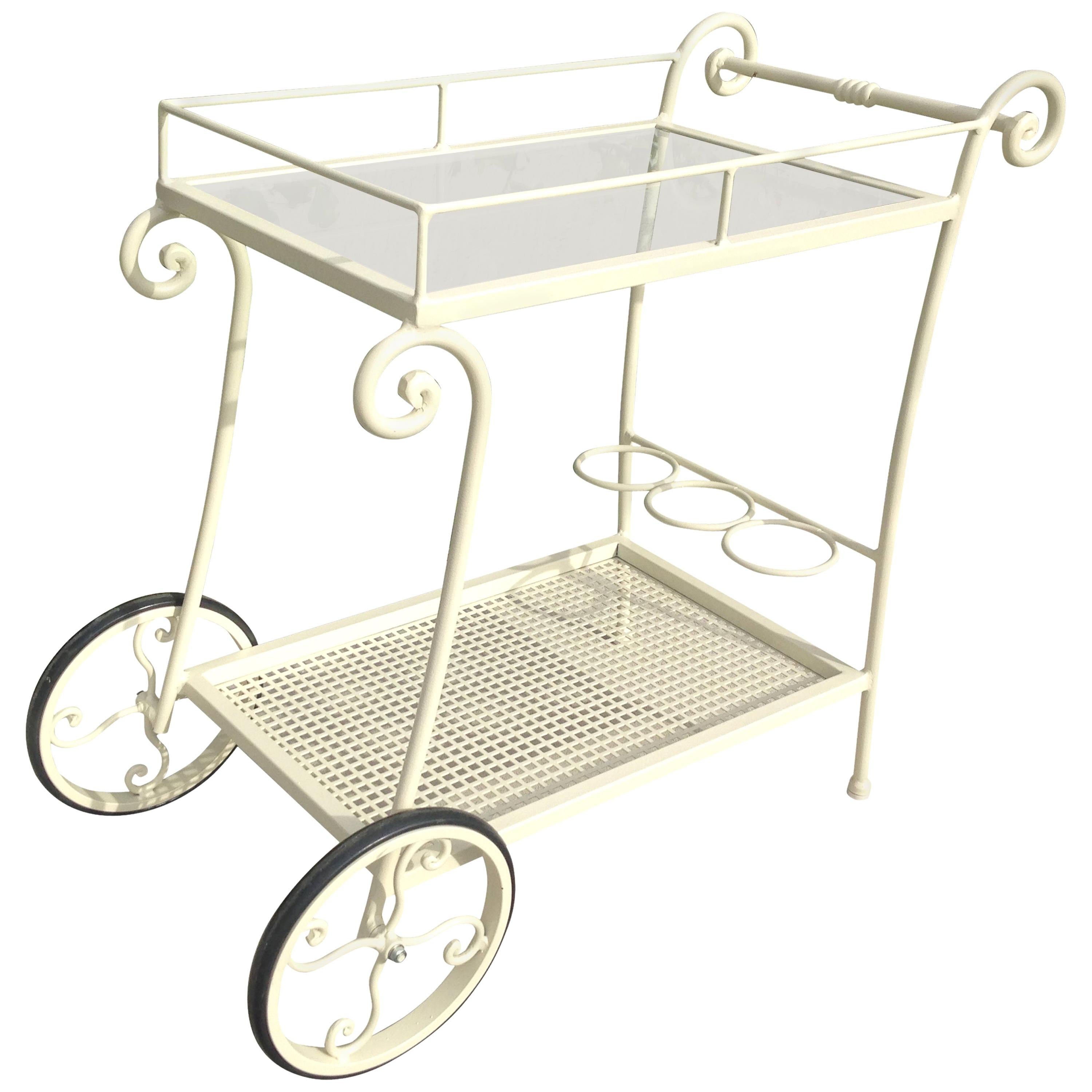 Wrought Iron Tea Cart Garden Furniture