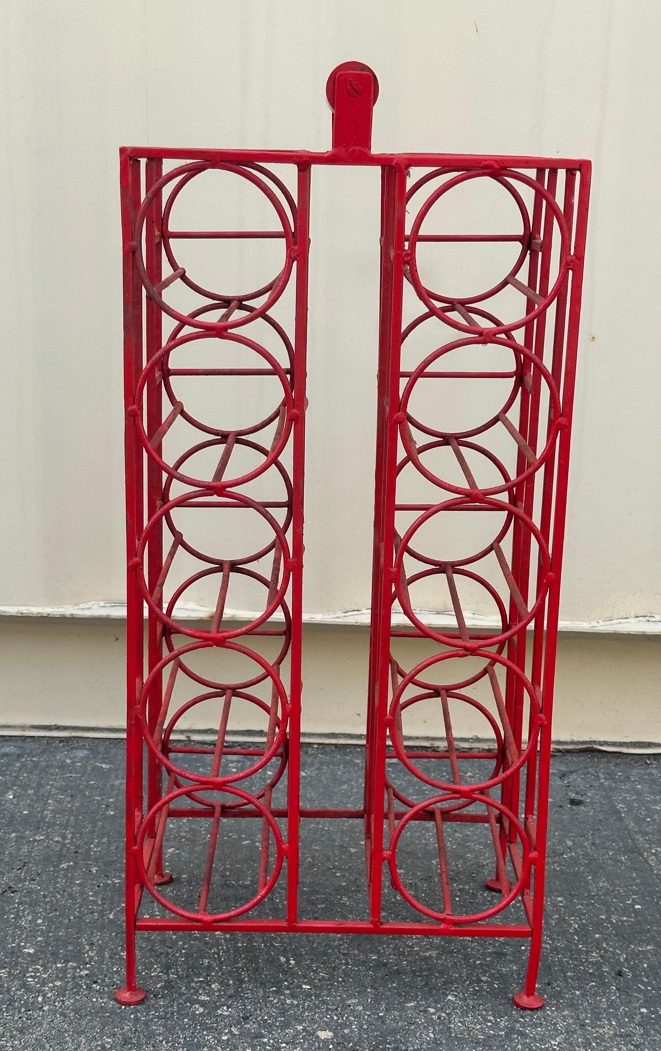 20th Century Wrought Iron Ten Bottle Wine Rack by Arthur Umanoff For Sale