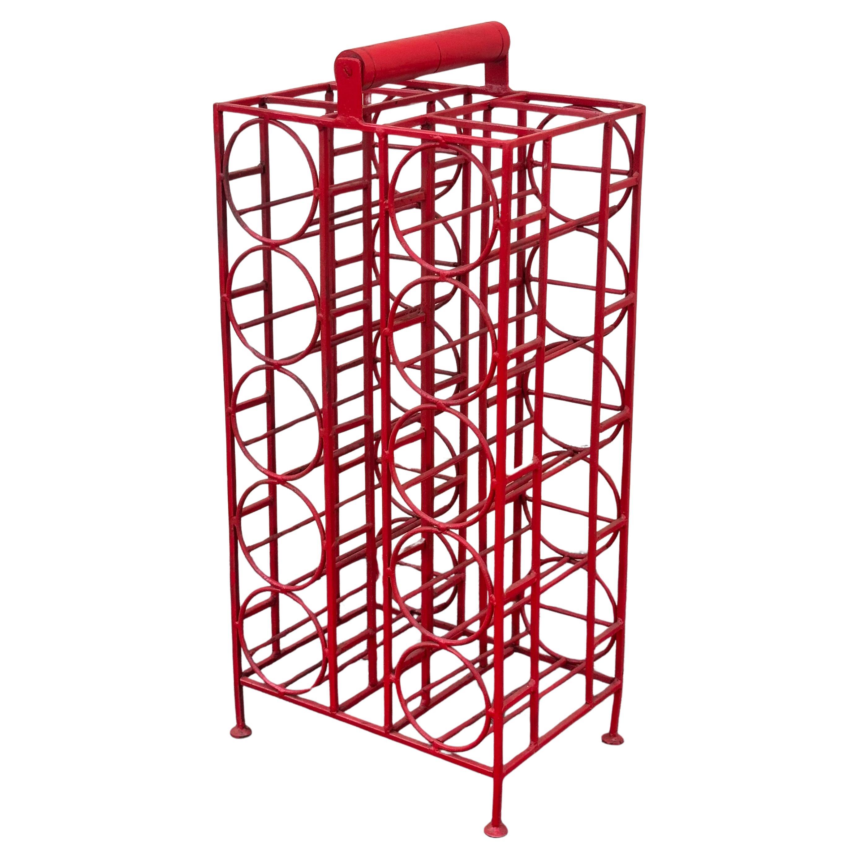 Wrought Iron Ten Bottle Wine Rack by Arthur Umanoff For Sale