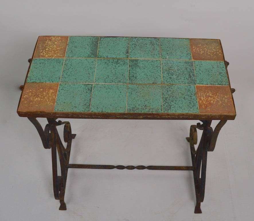 Wrought Iron Tile Top Table In Good Condition In New York, NY