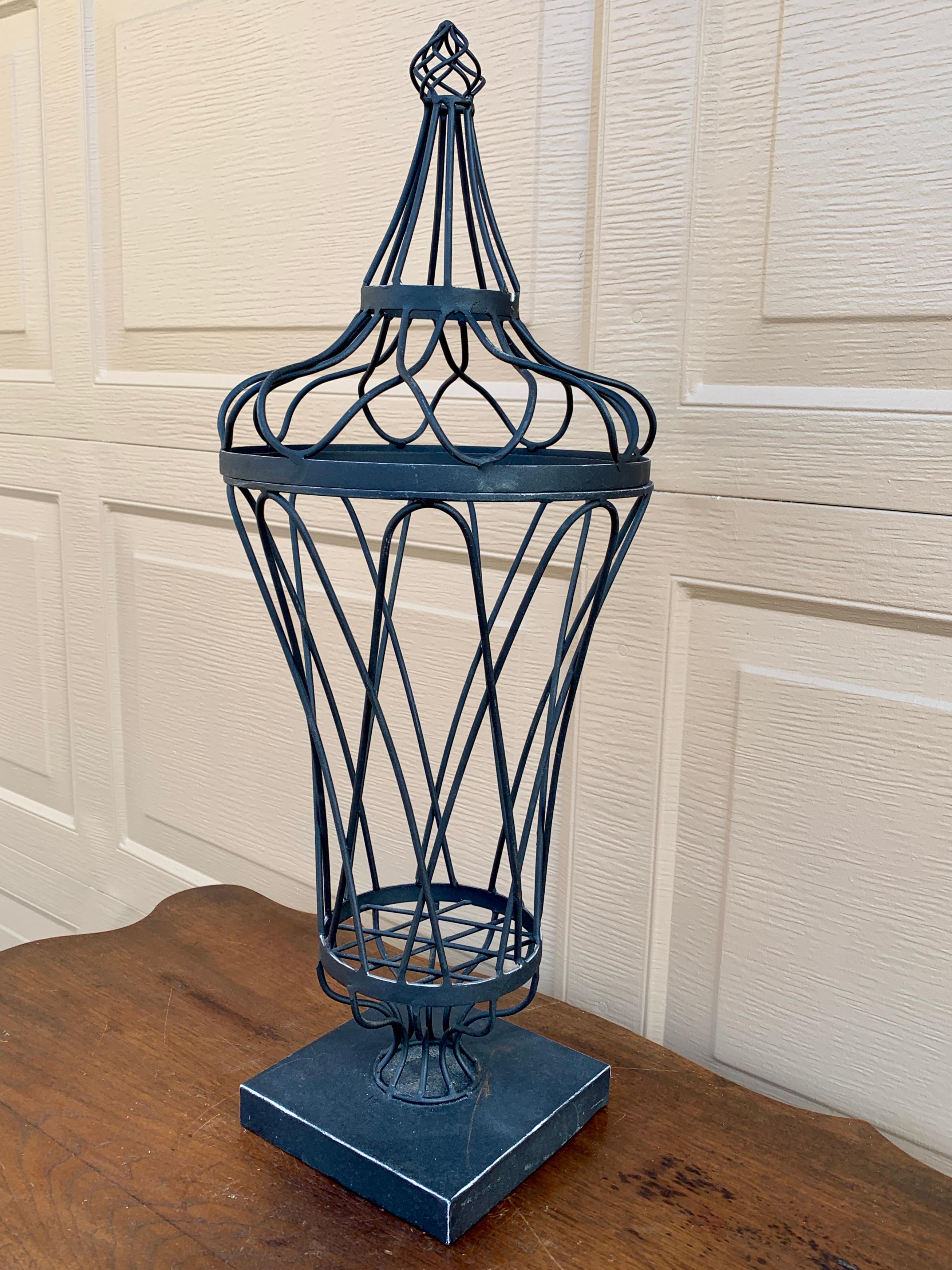 American Wrought Iron Topiary Urn Form For Sale