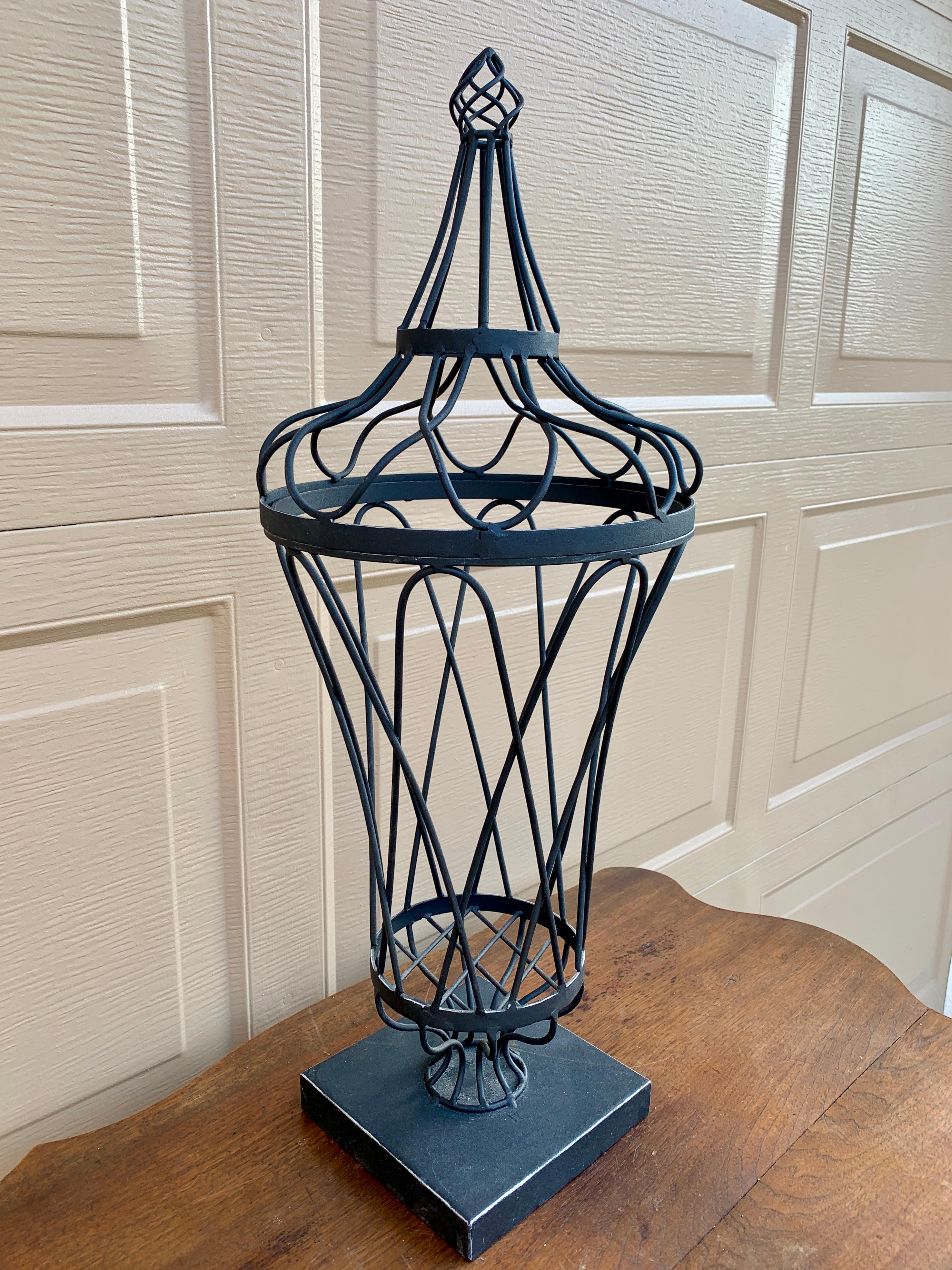 20th Century Wrought Iron Topiary Urn Form For Sale