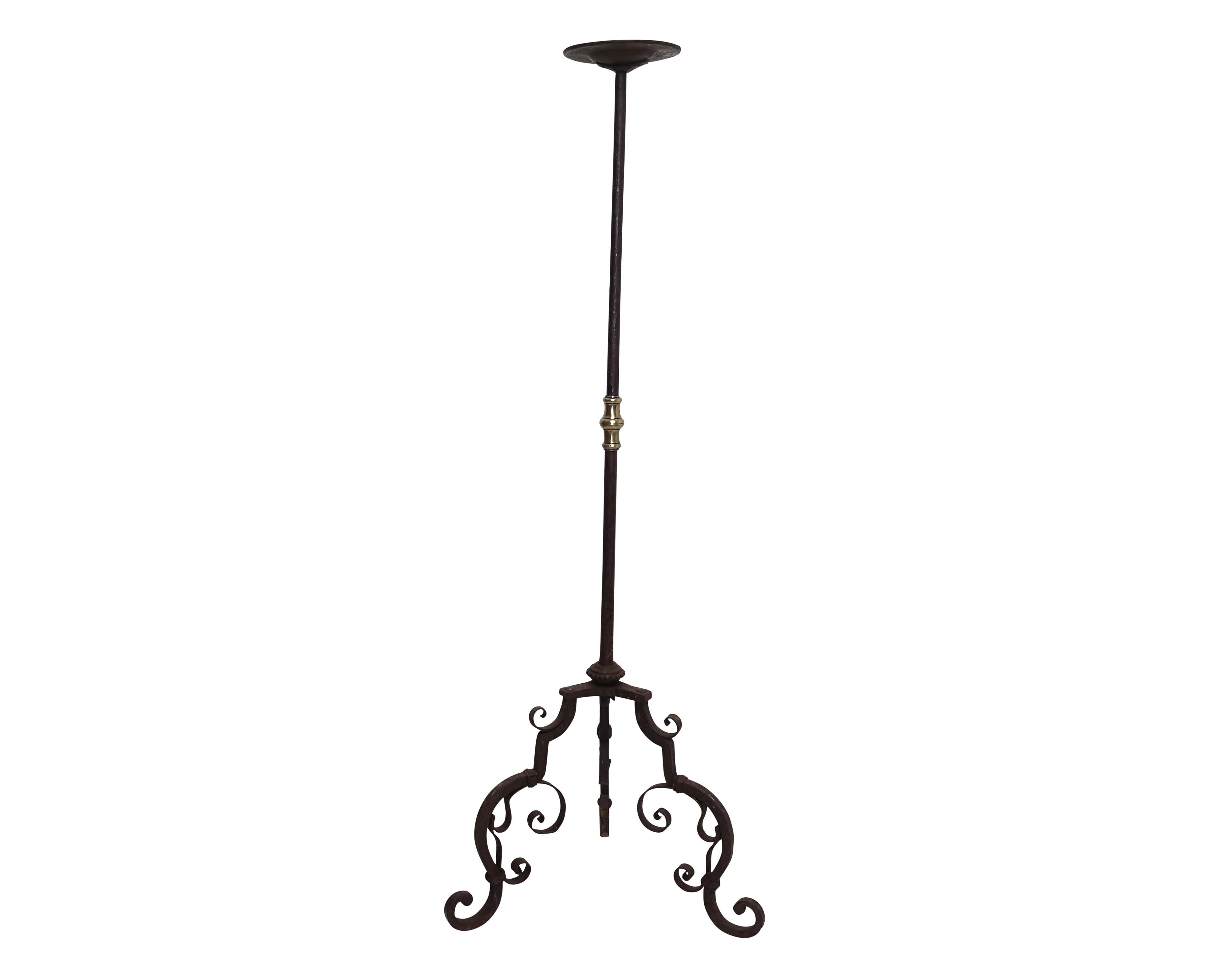 Wrought Iron Torchiere Candle Stand, European, 18th Century In Excellent Condition In San Francisco, CA