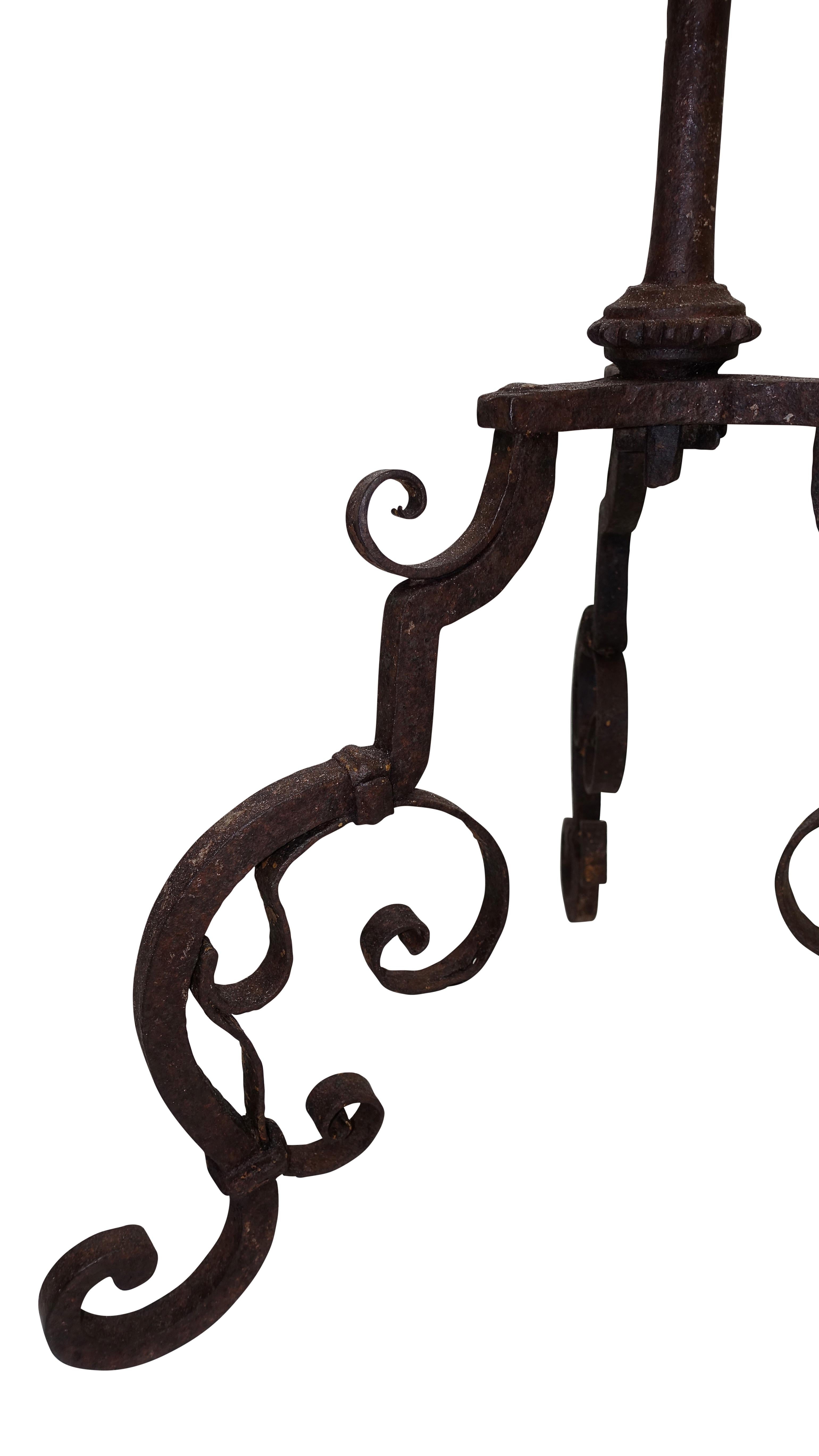 19th Century Wrought Iron Torchiere Candle Stand, European, 18th Century
