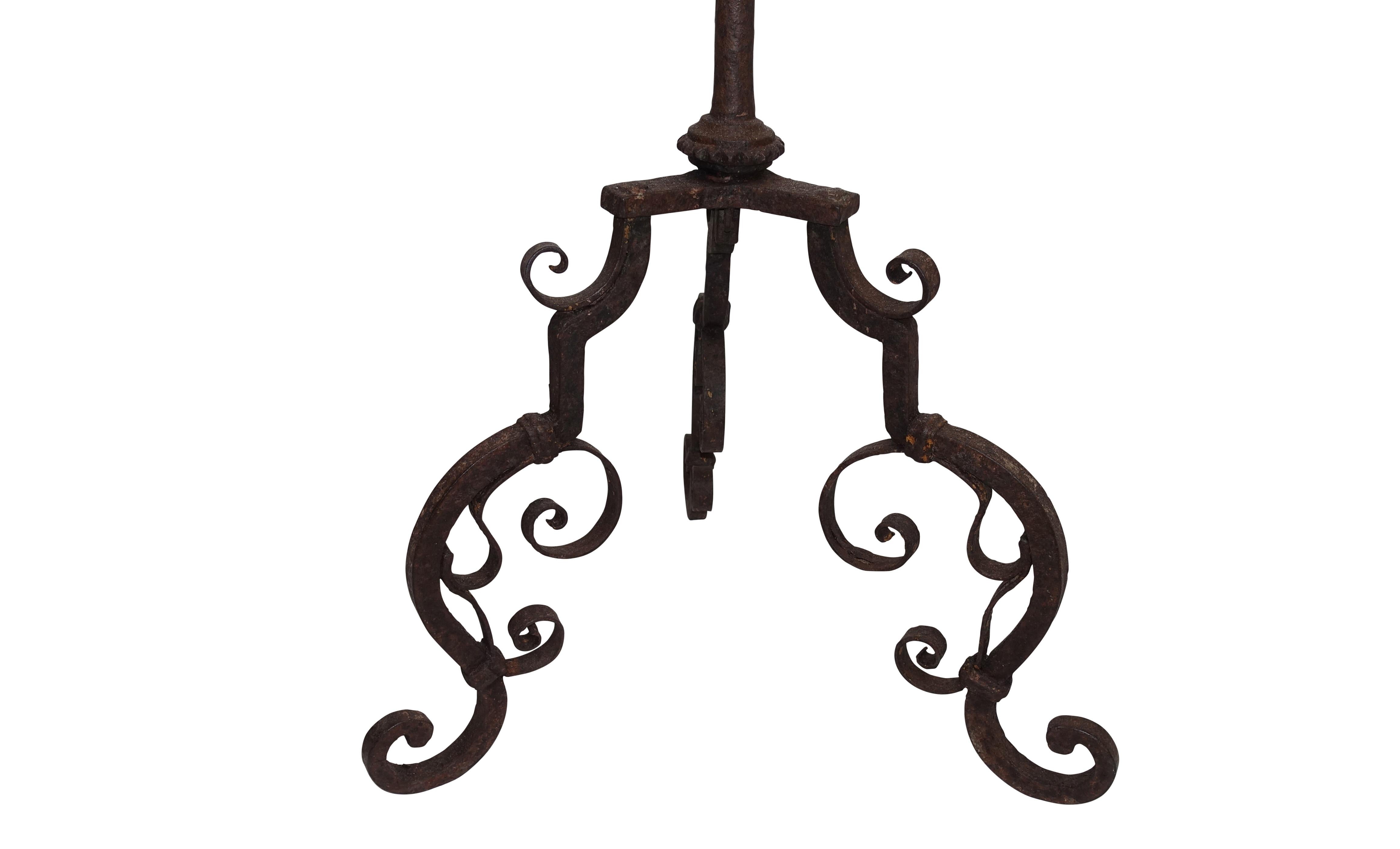 Wrought Iron Torchiere Candle Stand, European, 18th Century 3