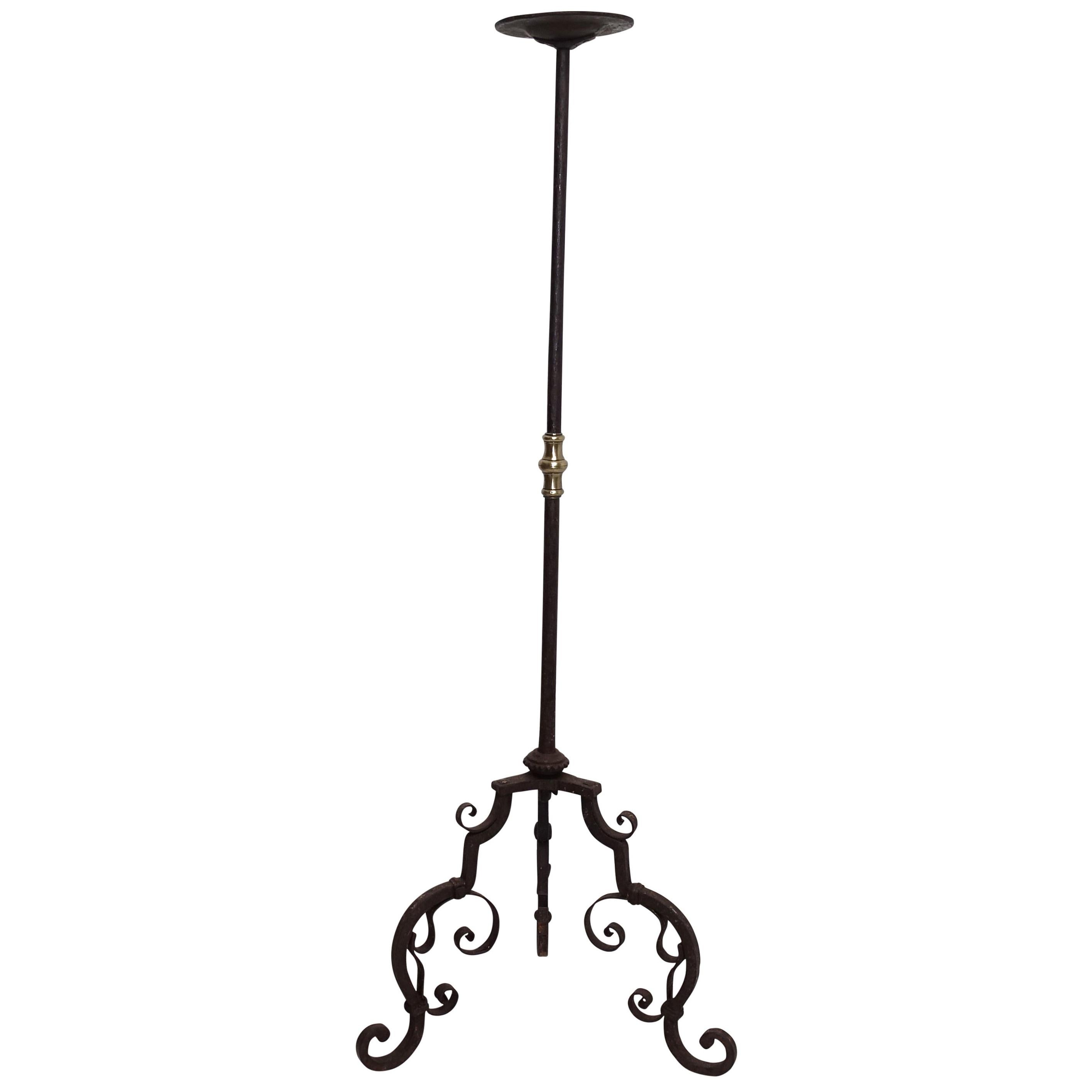 Wrought Iron Torchiere Candle Stand, European, 18th Century