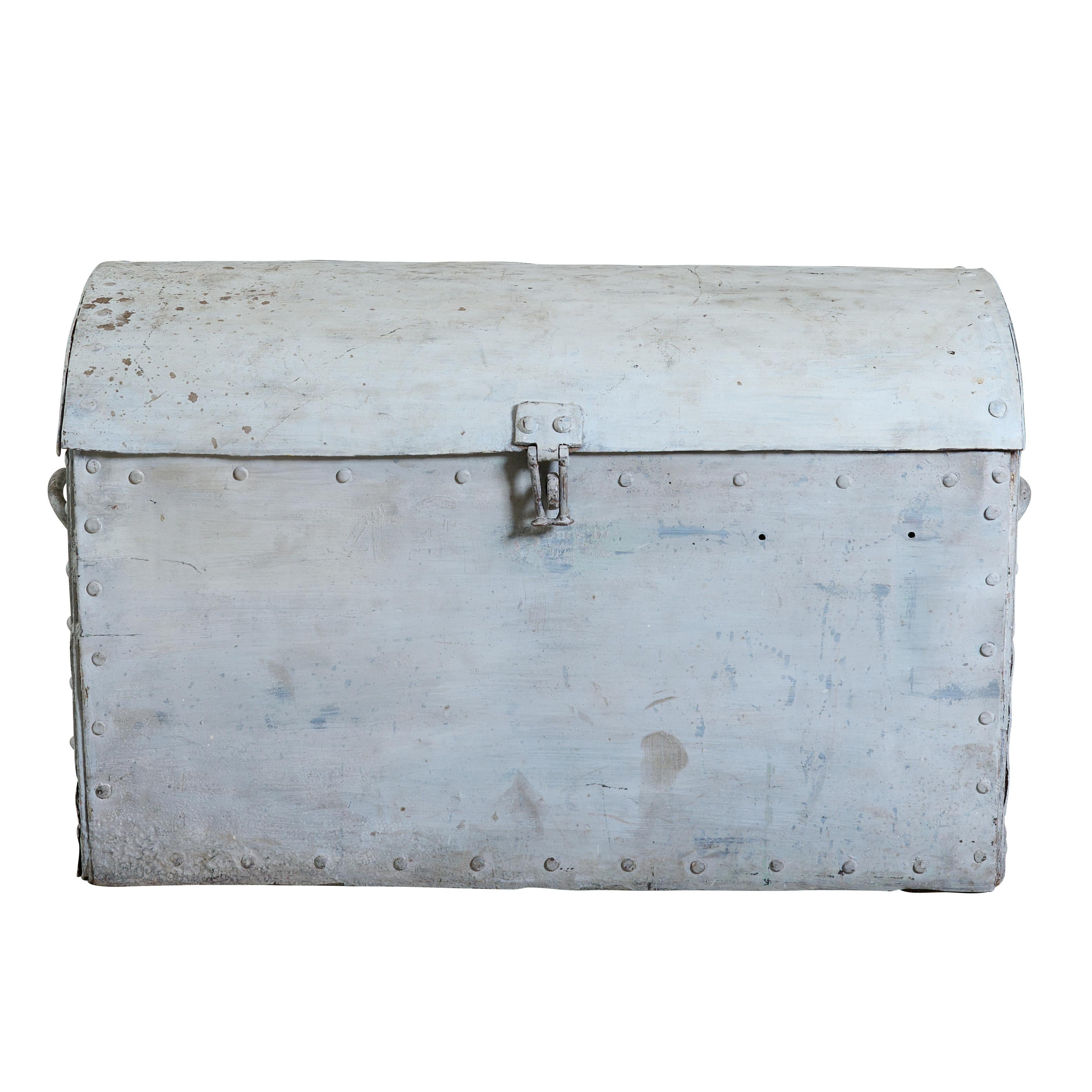 Wrought iron trunk with great paint. Cool hardware and handles.

