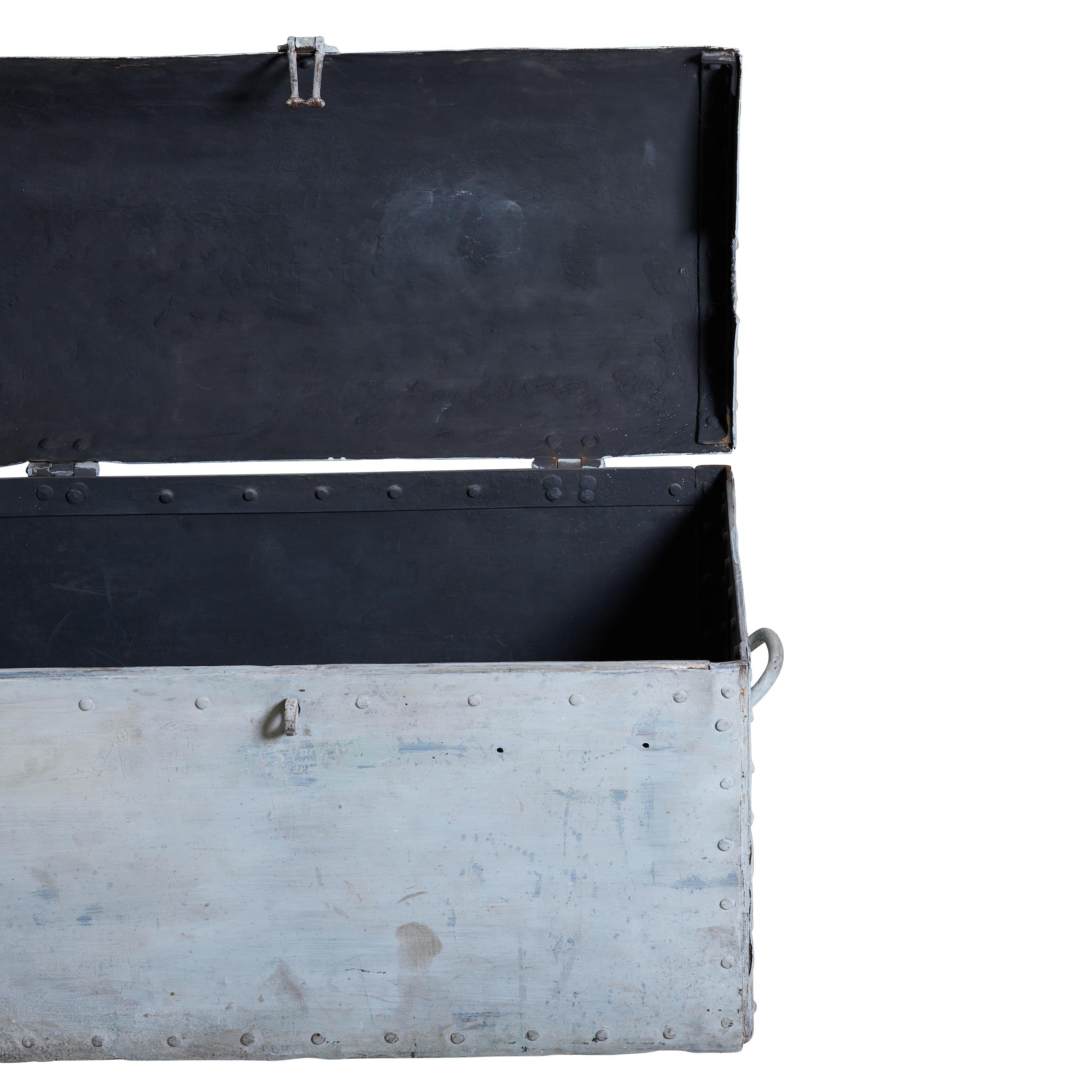 Argentine Wrought Iron Travel Trunk For Sale