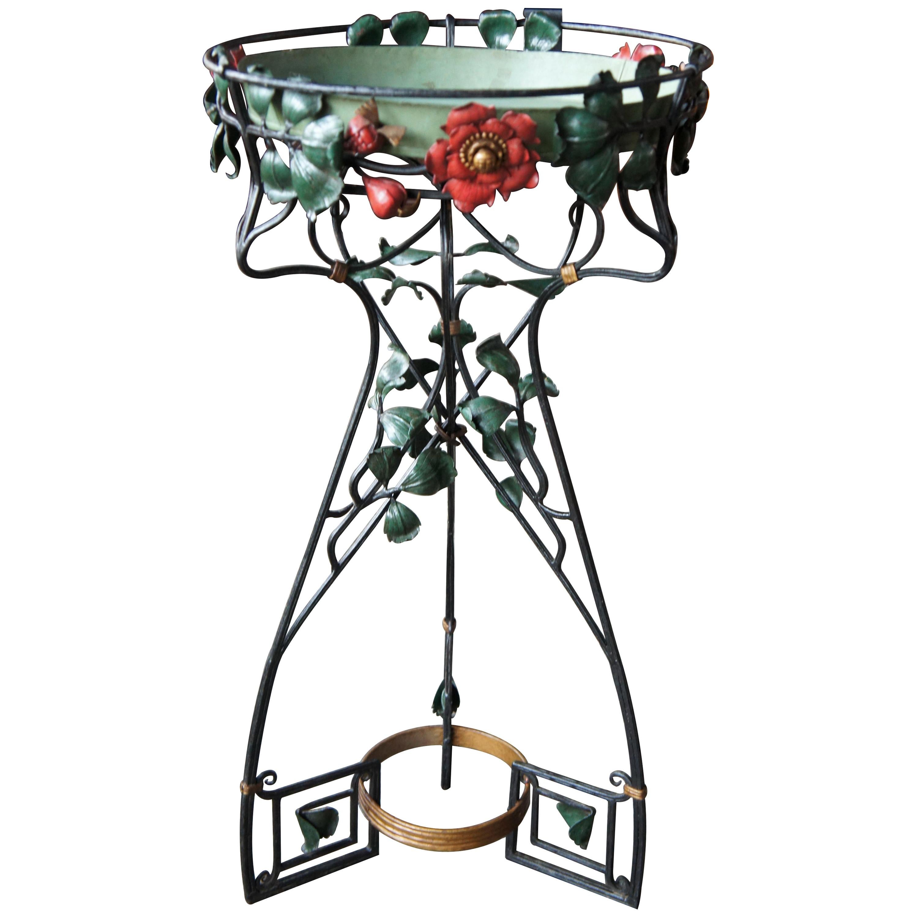 Wrought Iron Tray Serving Table Bar Liquor Stand Flower Art Plant Pedestal