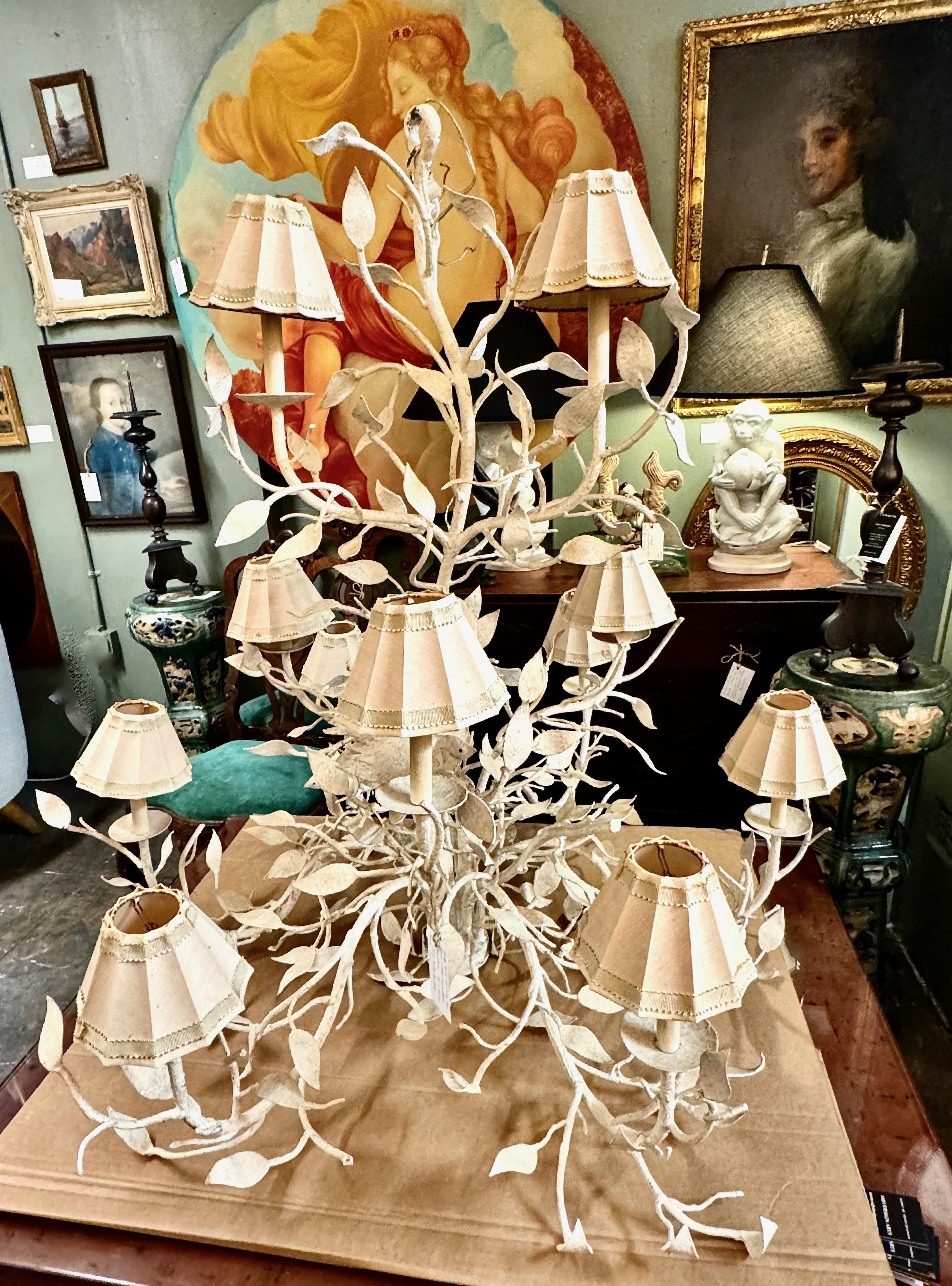 20th Century Wrought Iron Tree Branch Chandelier For Sale