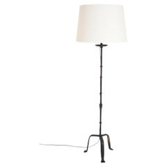 Wrought iron tripod floor lamp, XVIIIth c.