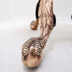 Wrought iron tripod side table with brass decorations and alabaster top - 1950s