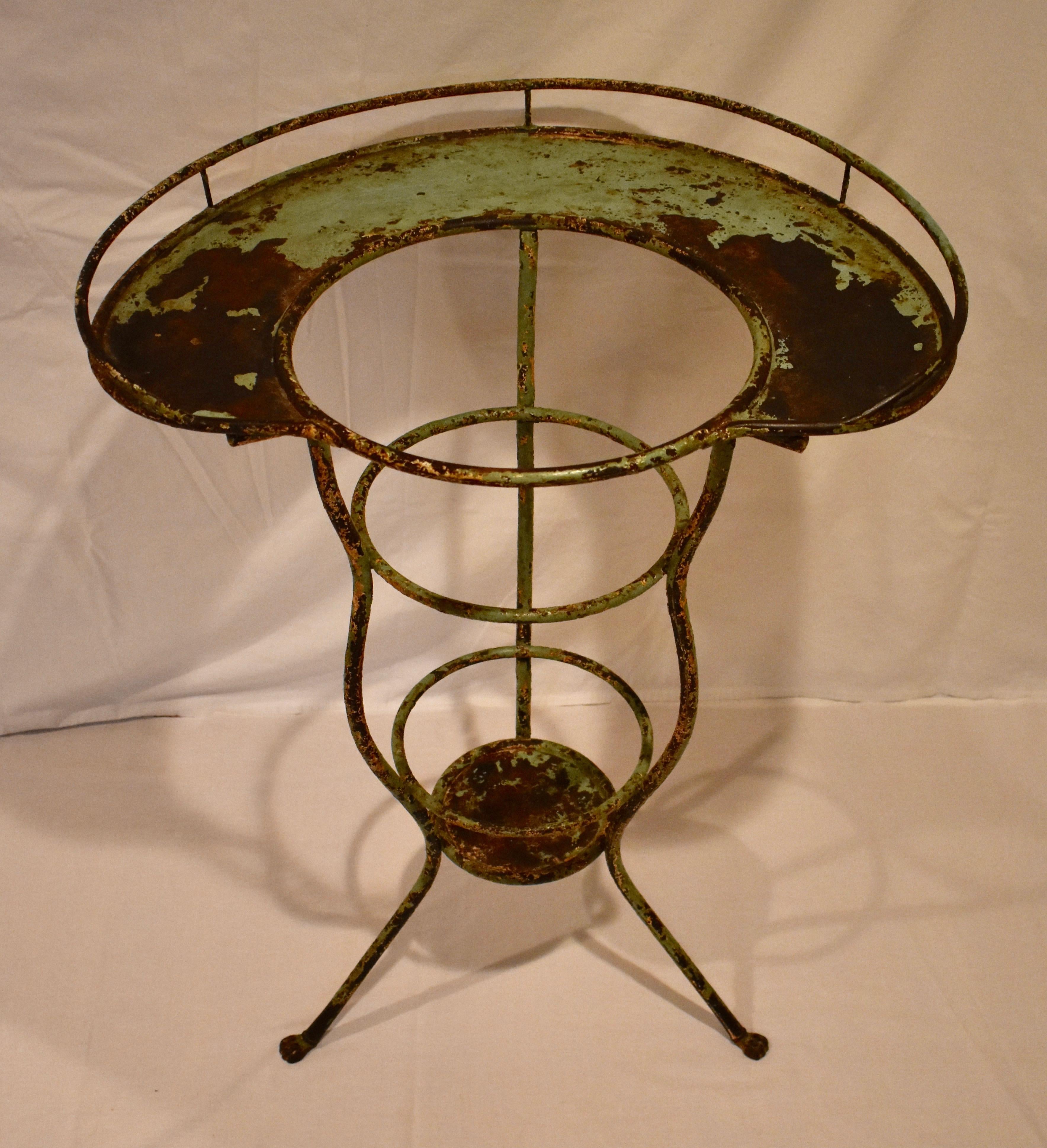 Wrought Iron Tripod Washstand with Enameled Copper Bowl For Sale 5