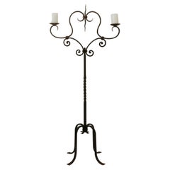 Wrought Iron Two-Arm Candelabra, France, Mid-20th Century