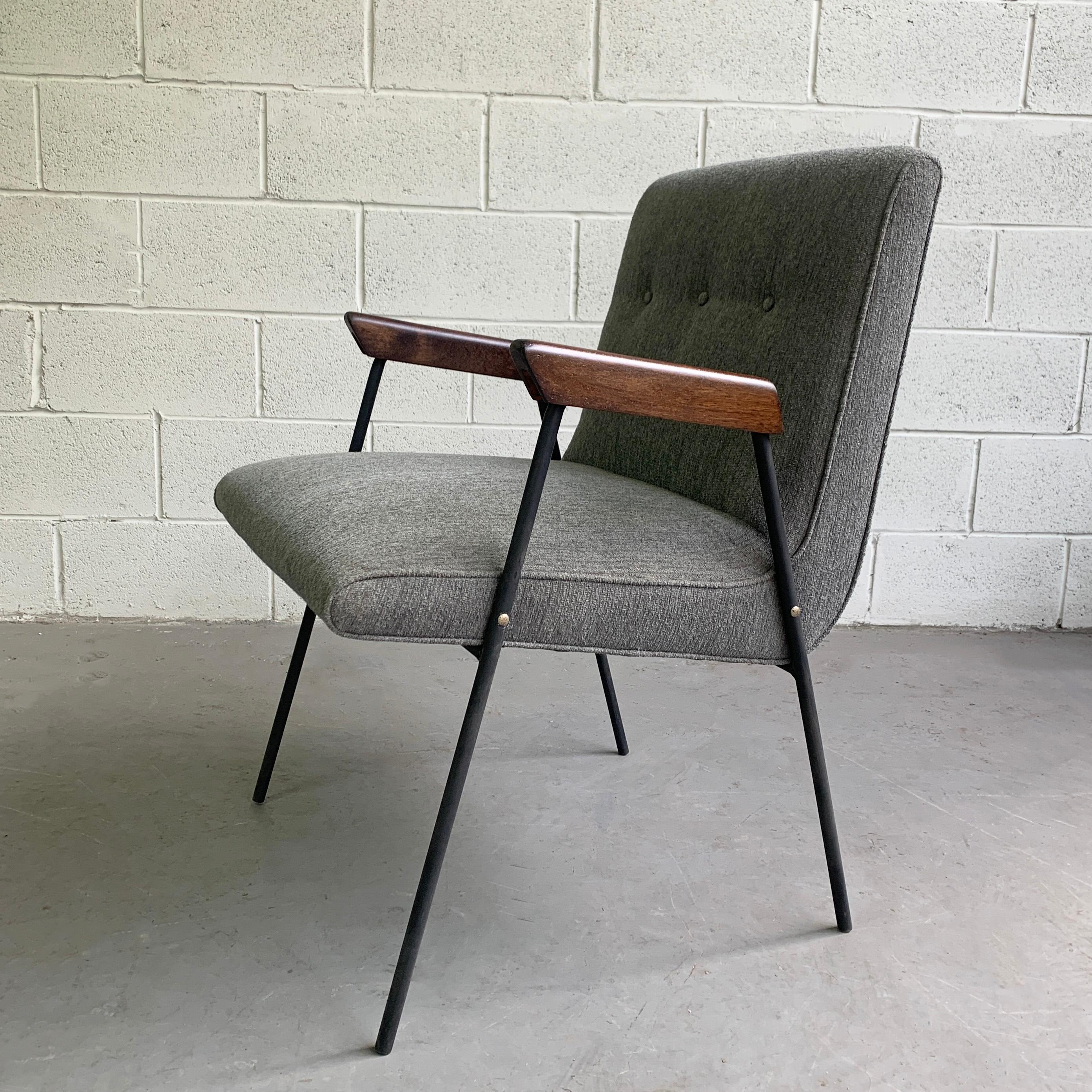 American Wrought Iron Upholstered Armchair Attributed to Milo Baughman, Pacific Iron