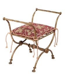 Schmiedeeiserne Witwenbank mit vergoldeter Oberfläche, 1940/1960er Jahre