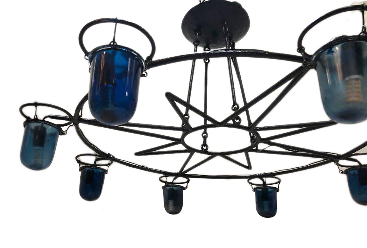 Wrought Iron Venetian Light Fixture In Good Condition For Sale In New York, NY