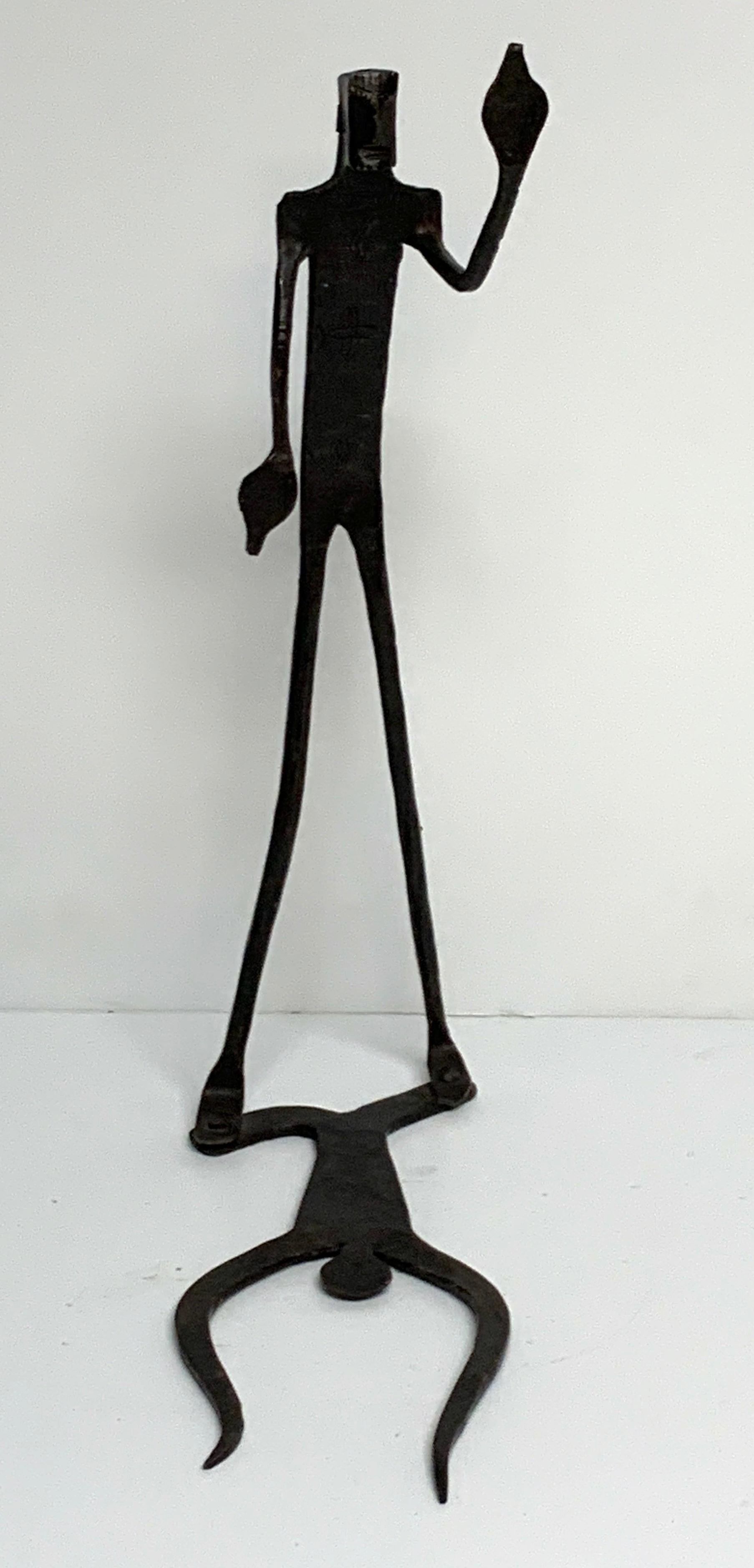Wrought Iron Walking Man and Shadow Bookends For Sale 3