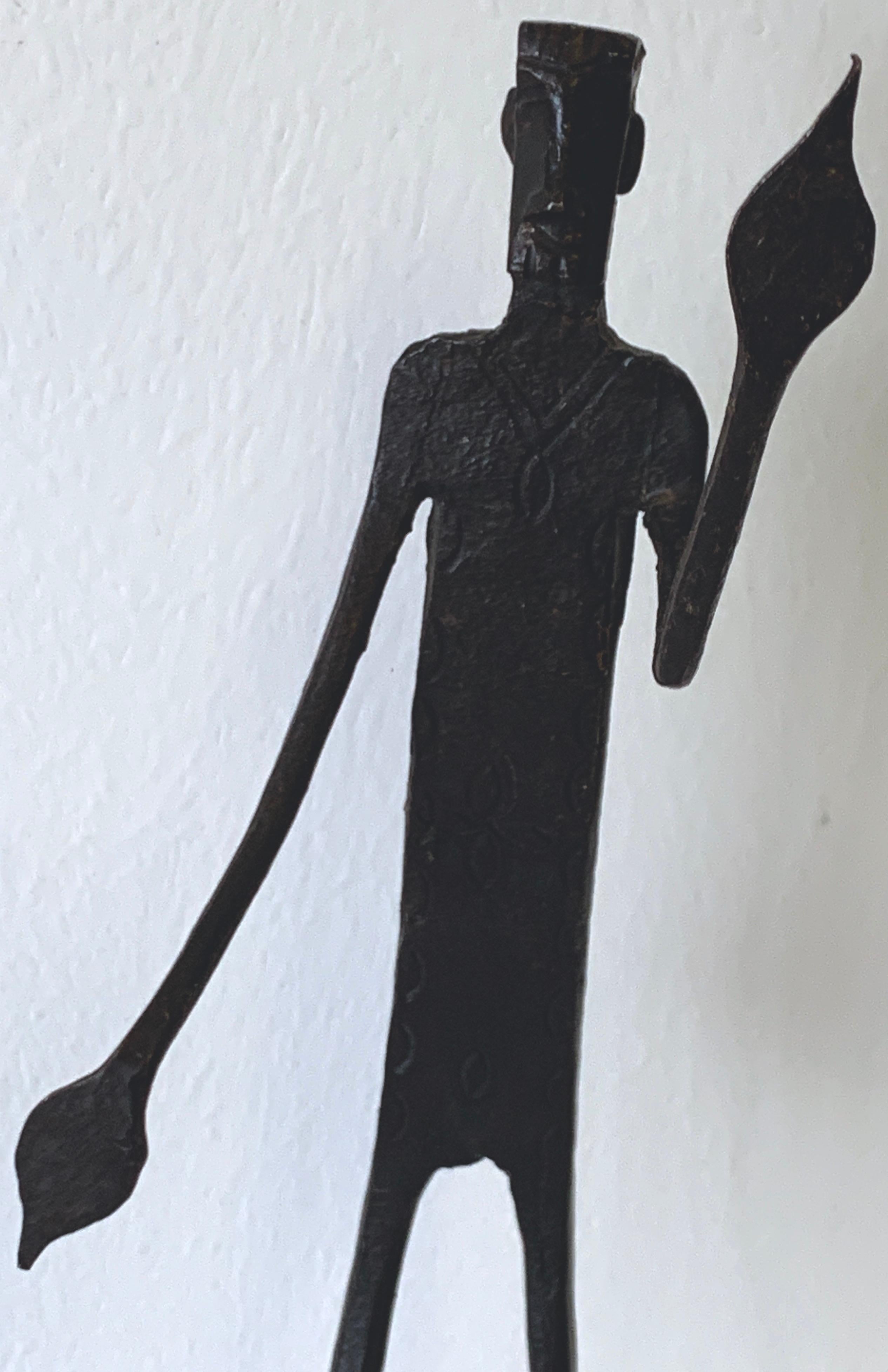 Wrought Iron Walking Man and Shadow Bookends For Sale 5