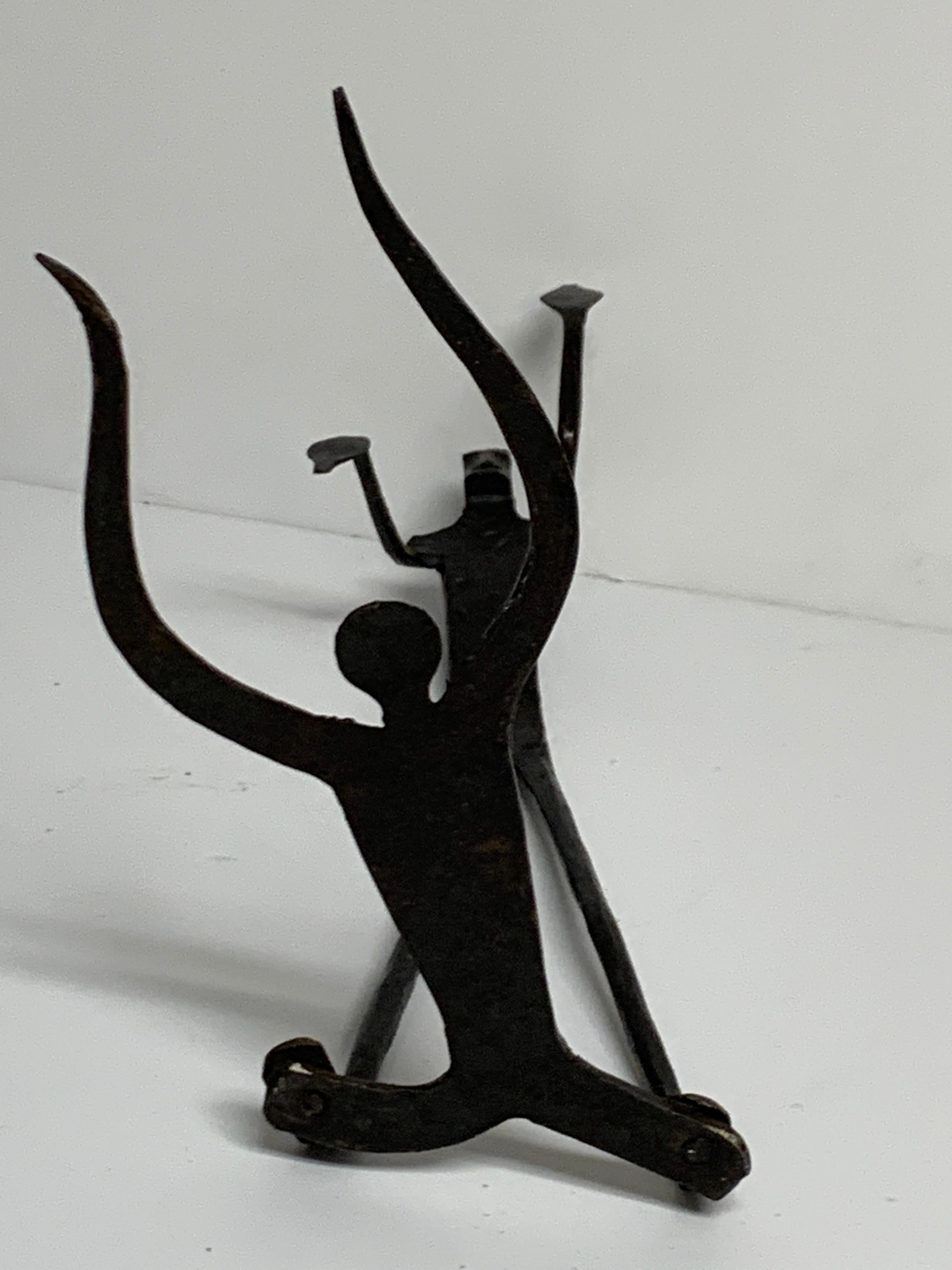 Wrought Iron Walking Man and Shadow Bookends For Sale 8