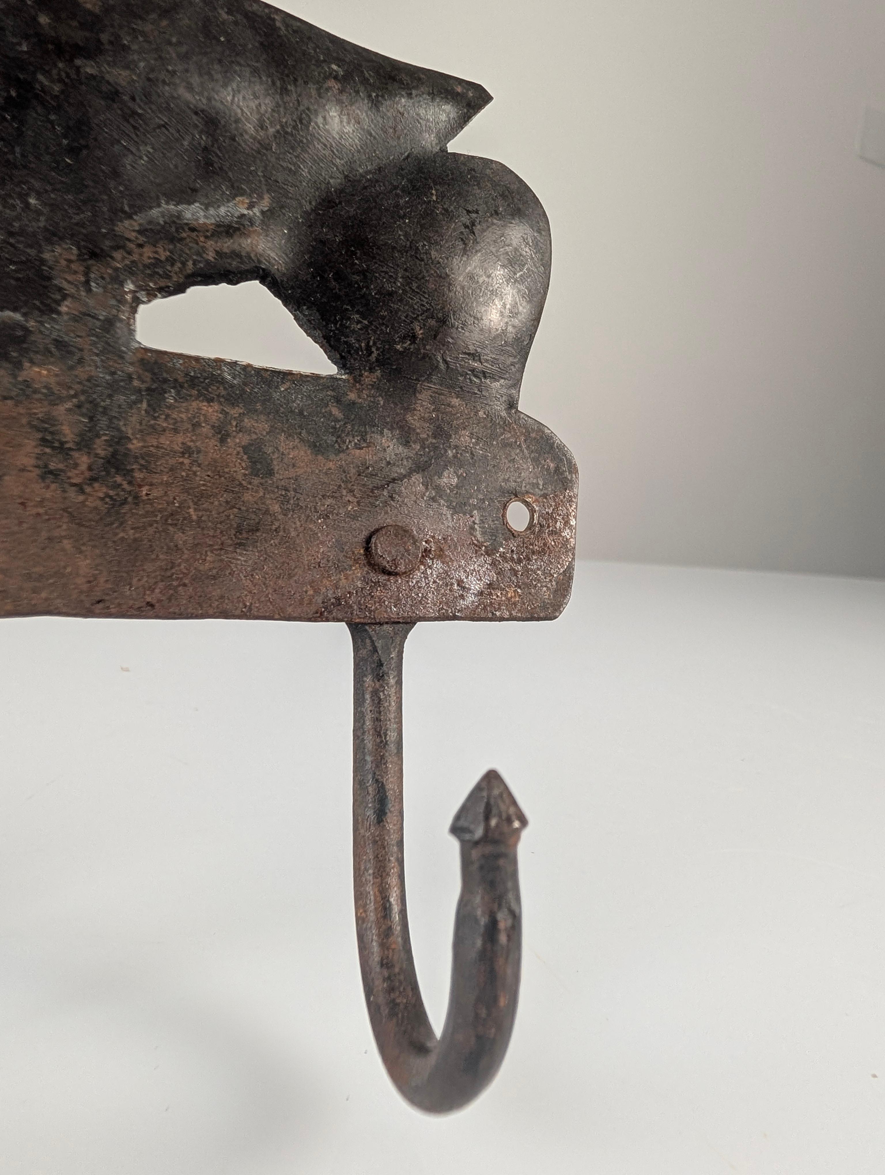 Mid-Century Modern Wrought Iron Wall Coat Rack by Atelier Marolles, France, 1950s