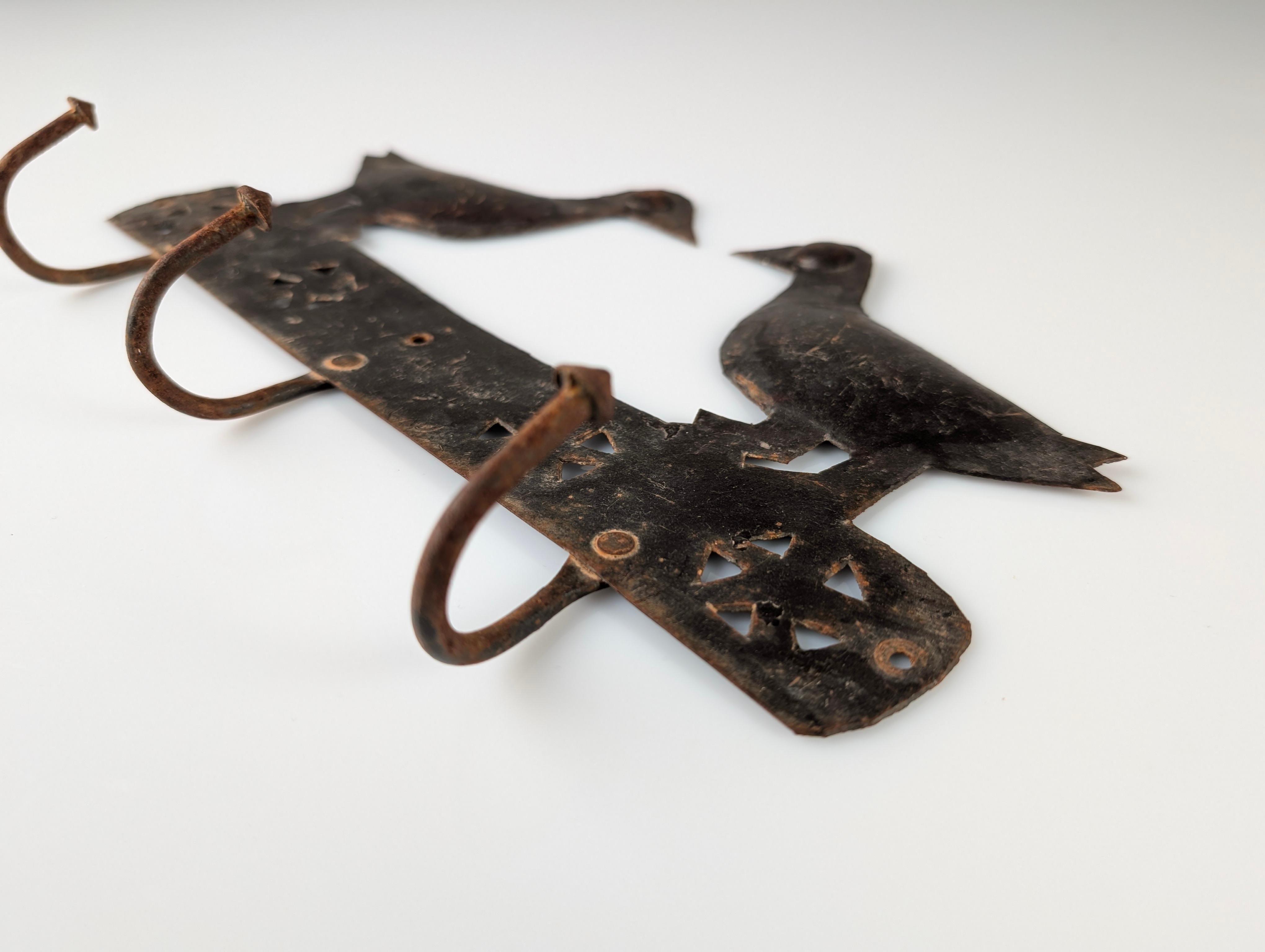 French Wrought Iron Wall Coat Rack by Atelier Marolles, France, 1950s