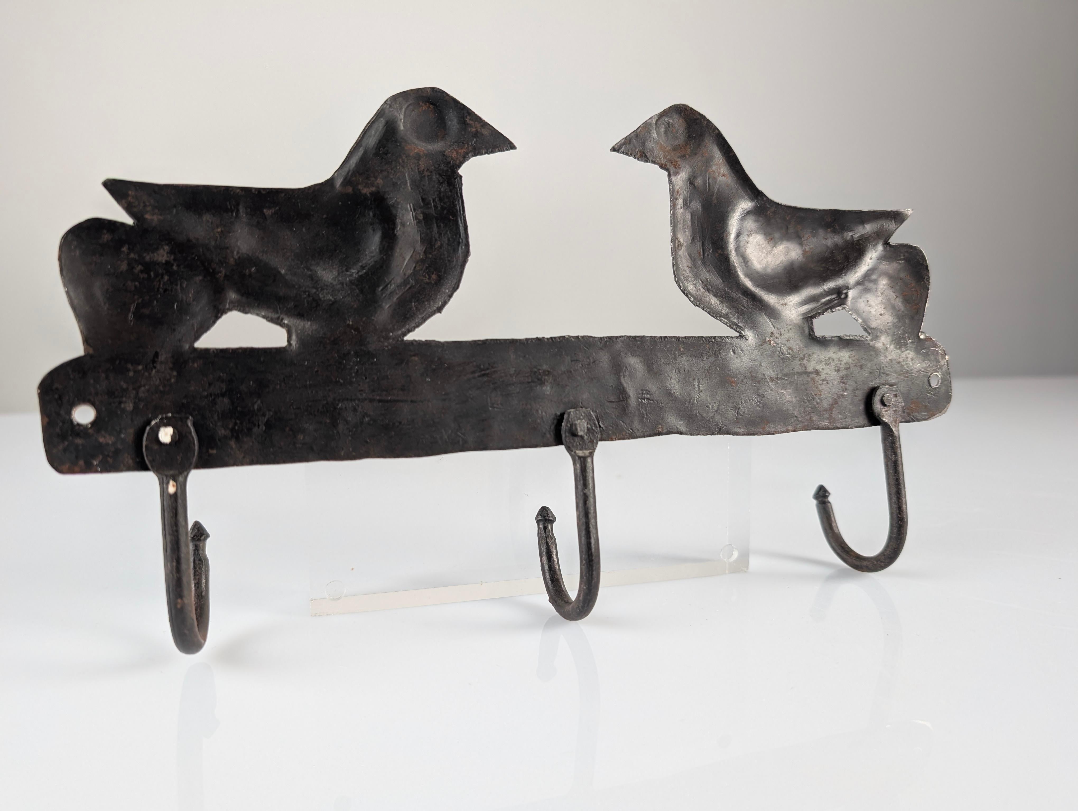 French Wrought Iron Wall Coat Rack by Atelier Marolles, France, 1950s