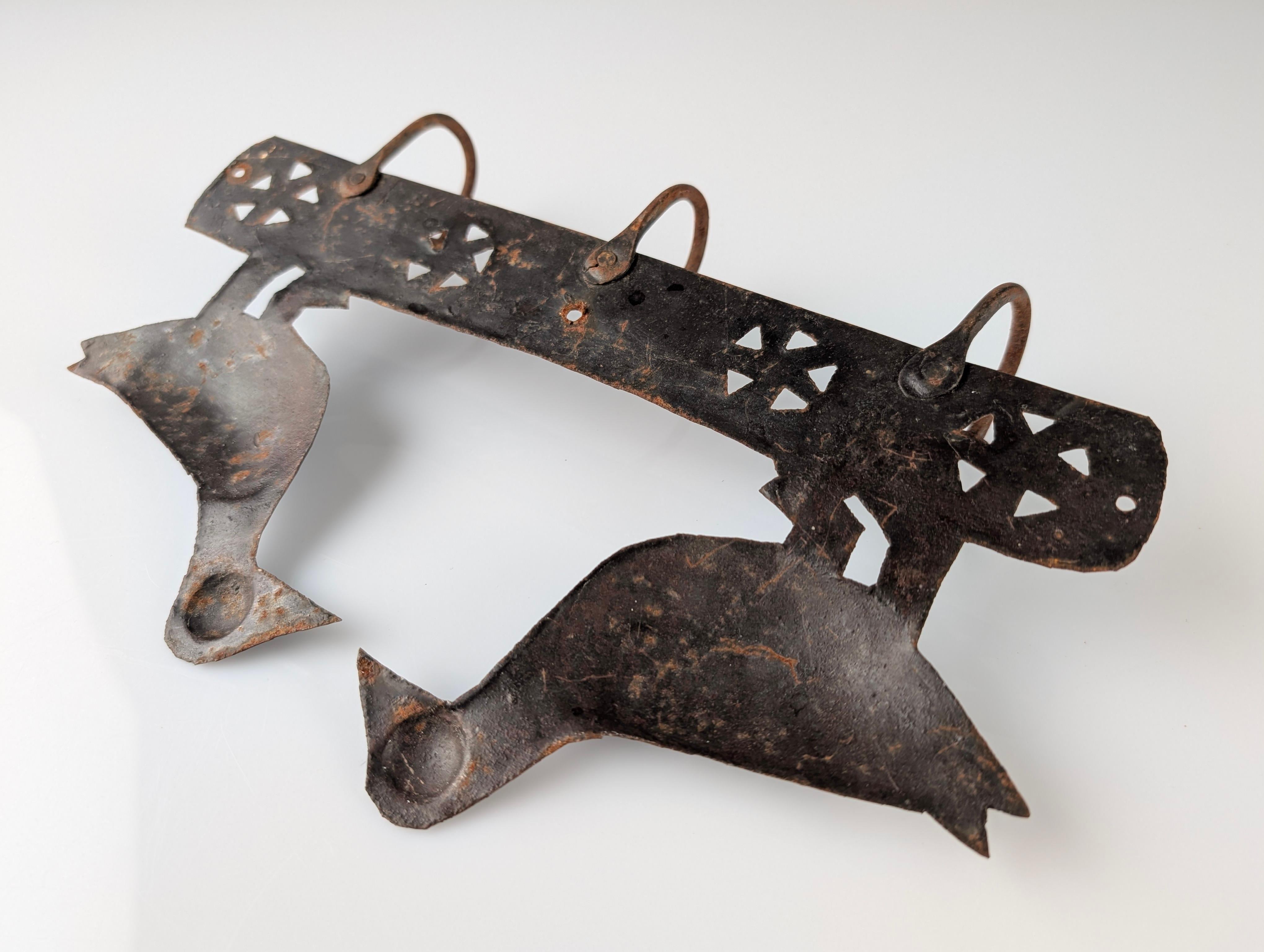 Hand-Crafted Wrought Iron Wall Coat Rack by Atelier Marolles, France, 1950s