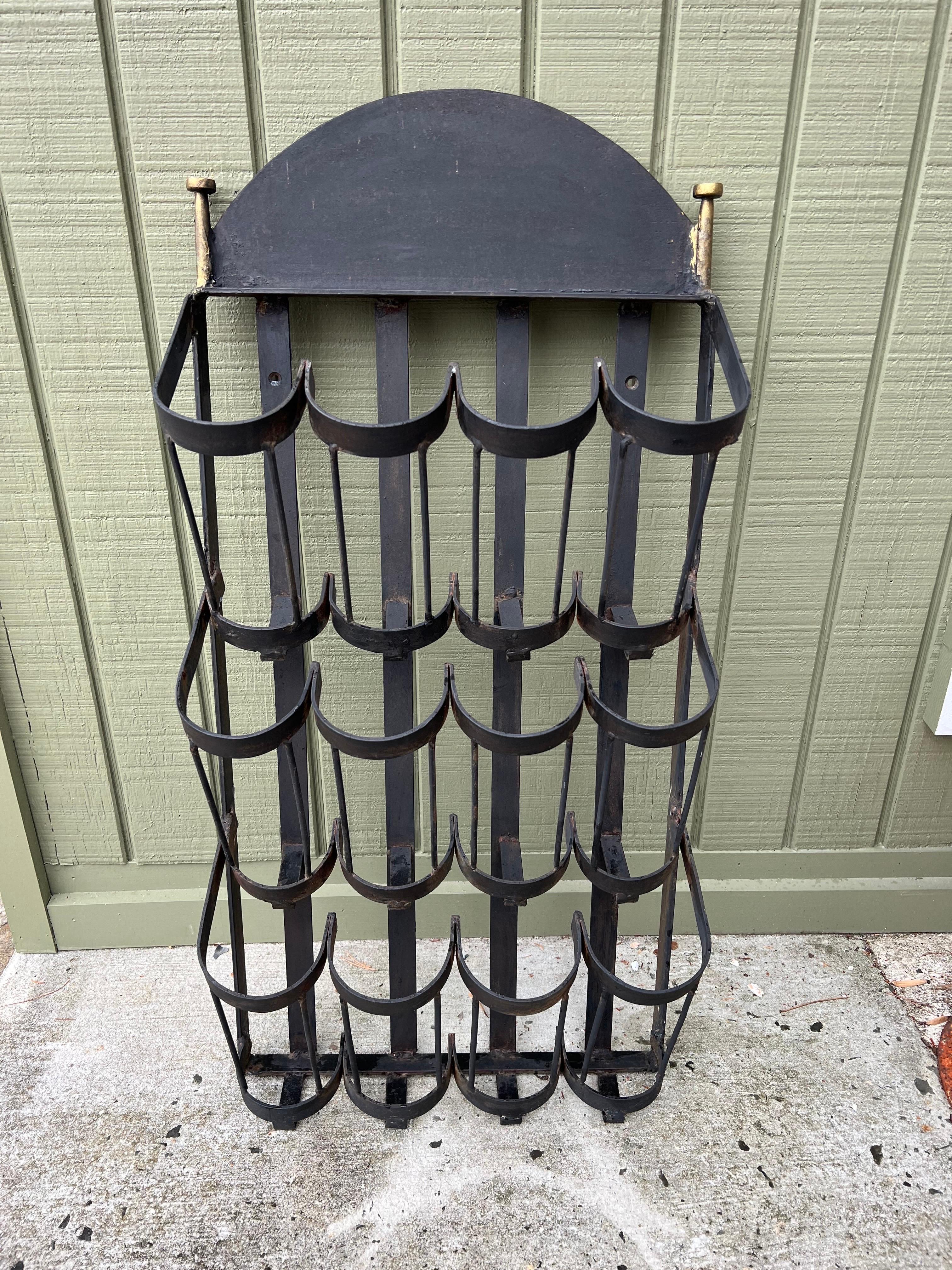 Wrought Iron Wall Mount Wine Bottle Holder For Sale 6
