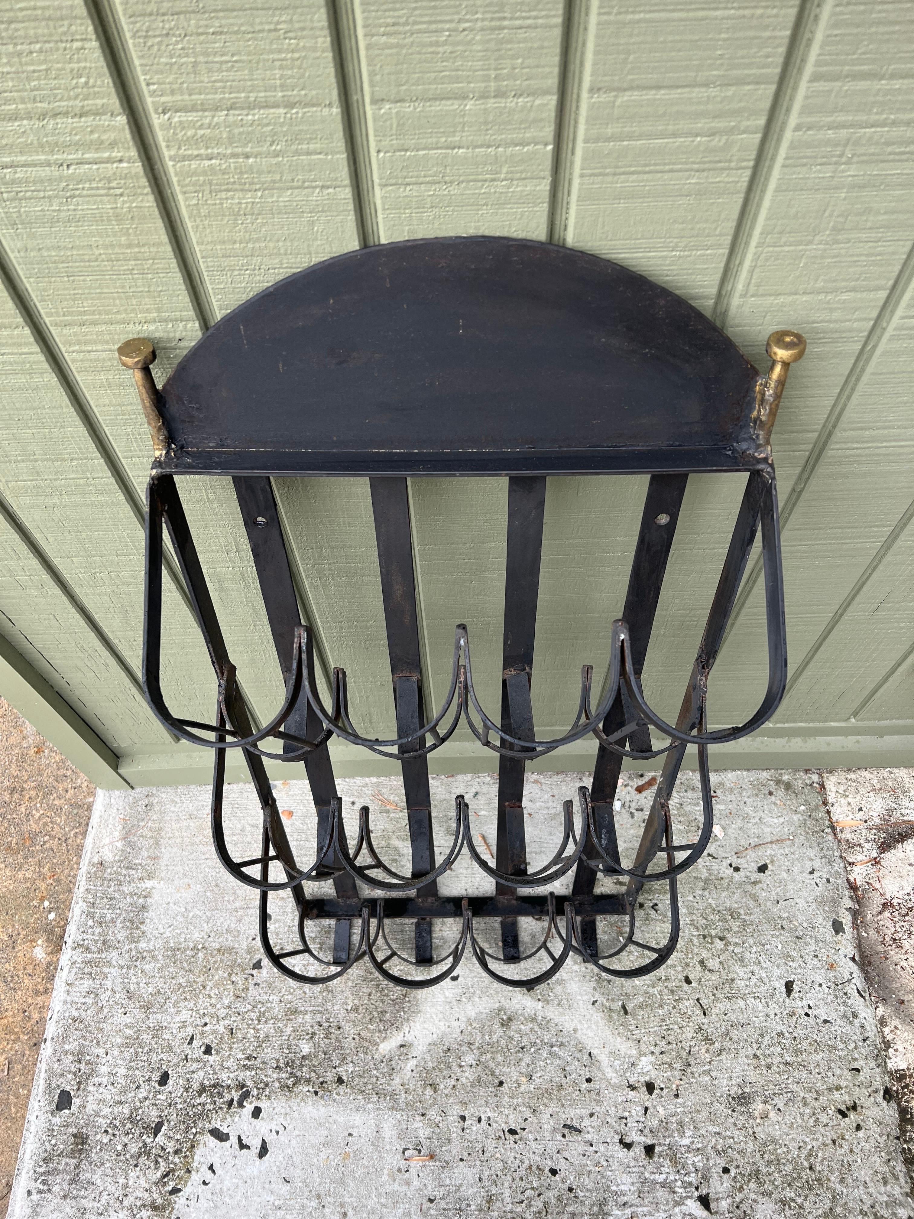 Wrought Iron Wall Mount Wine Bottle Holder For Sale 8