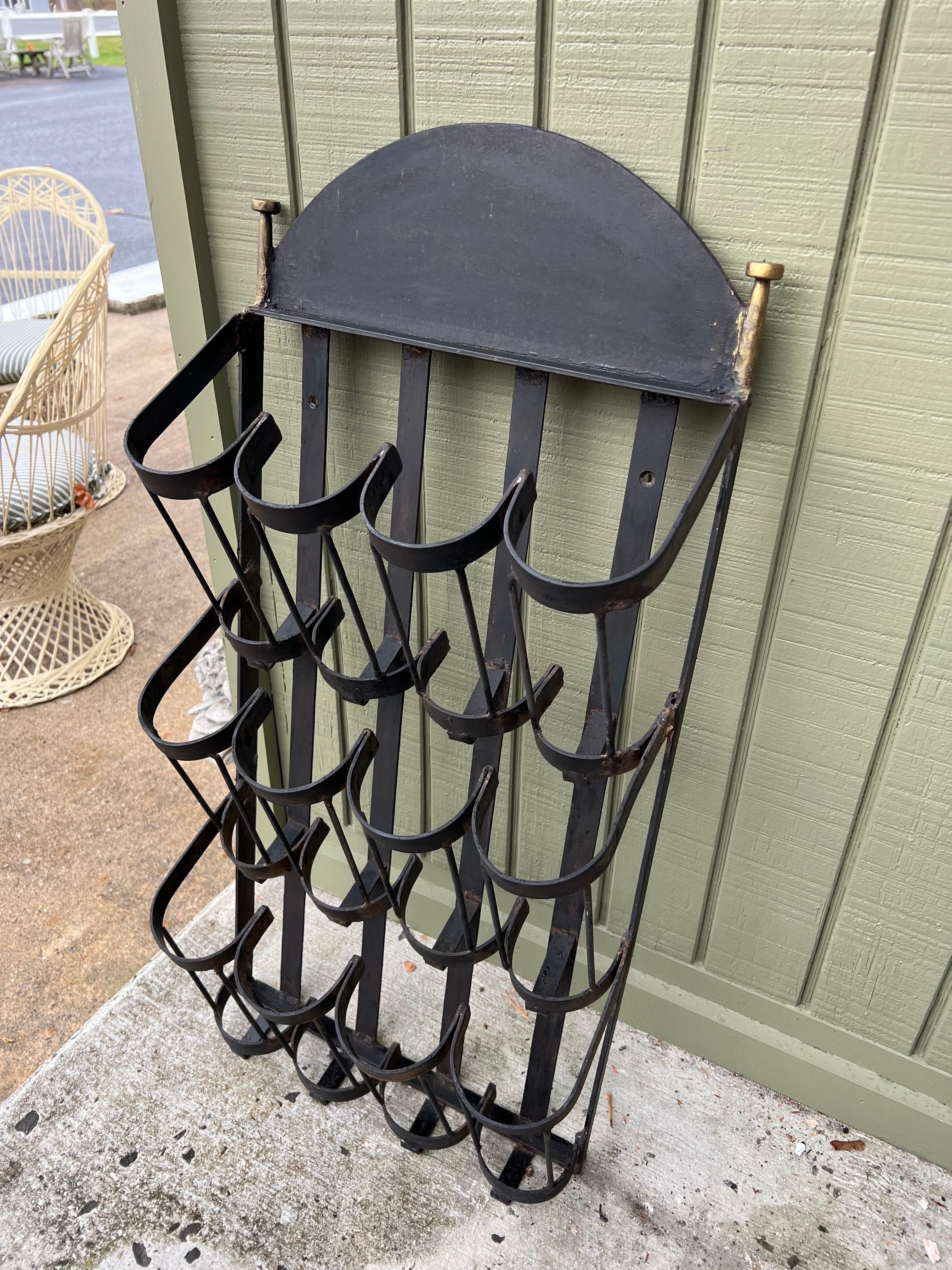 Wrought Iron Wall Mount Wine Bottle Holder For Sale 14
