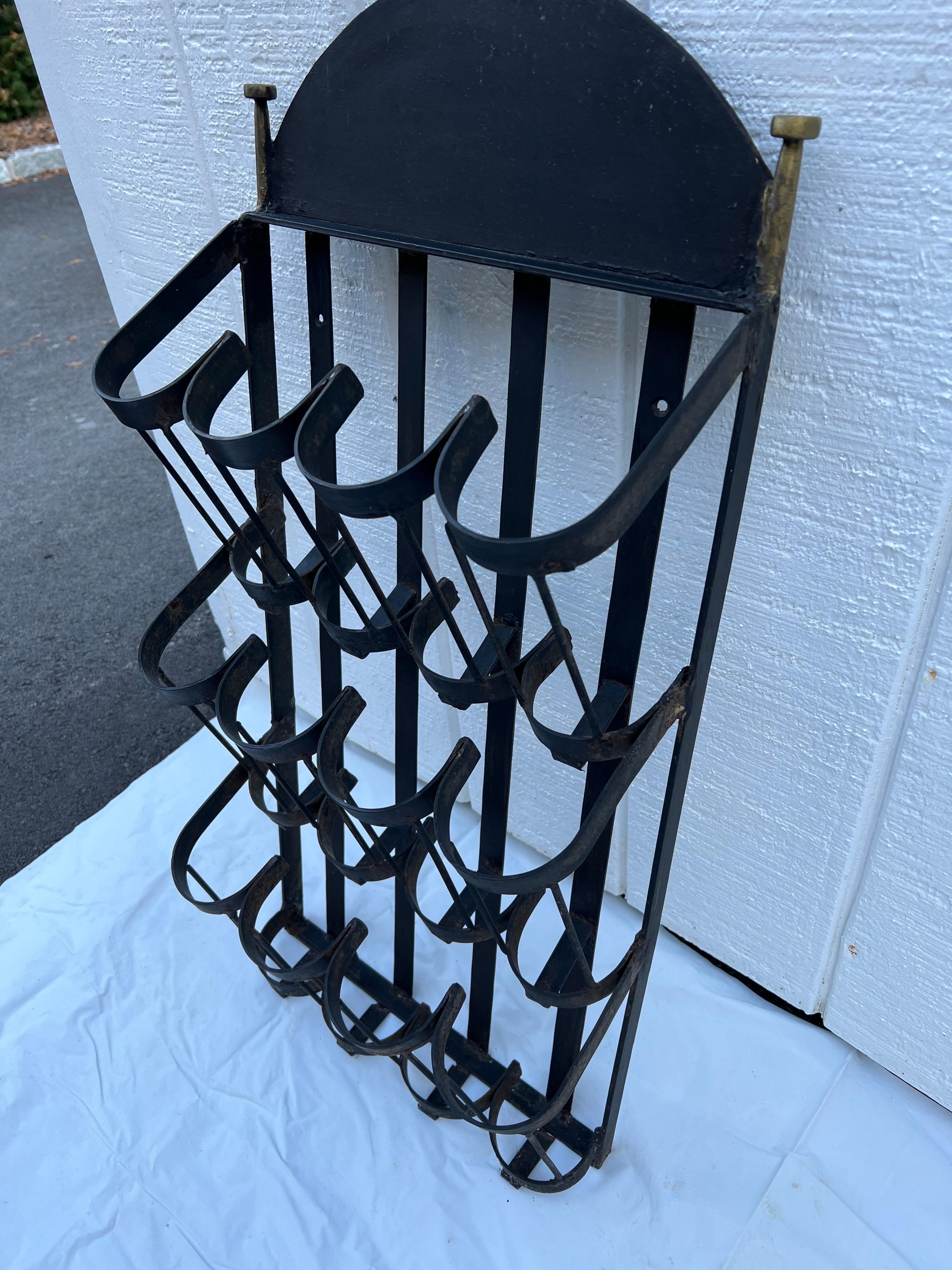 Wrought Iron Wall Mount Wine Bottle Holder For Sale 1