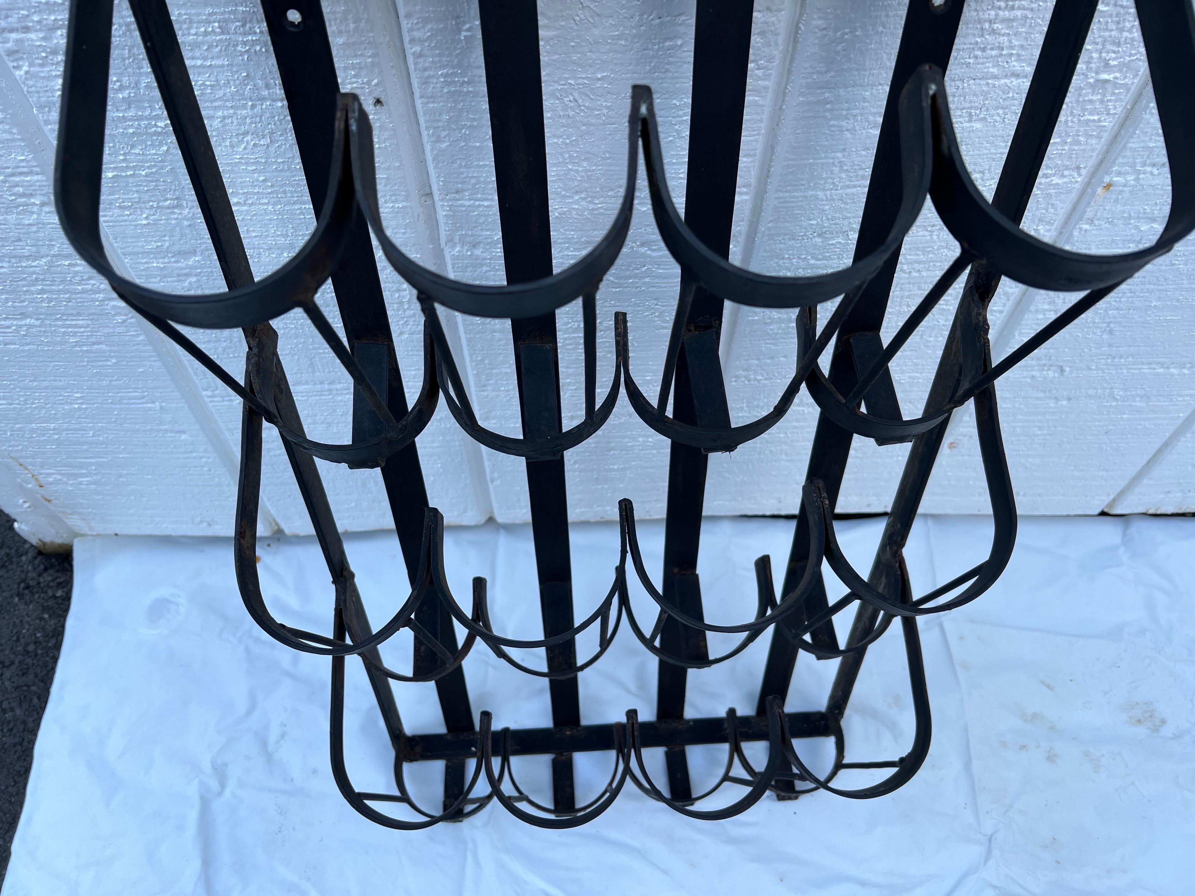 Wrought Iron Wall Mount Wine Bottle Holder For Sale 4