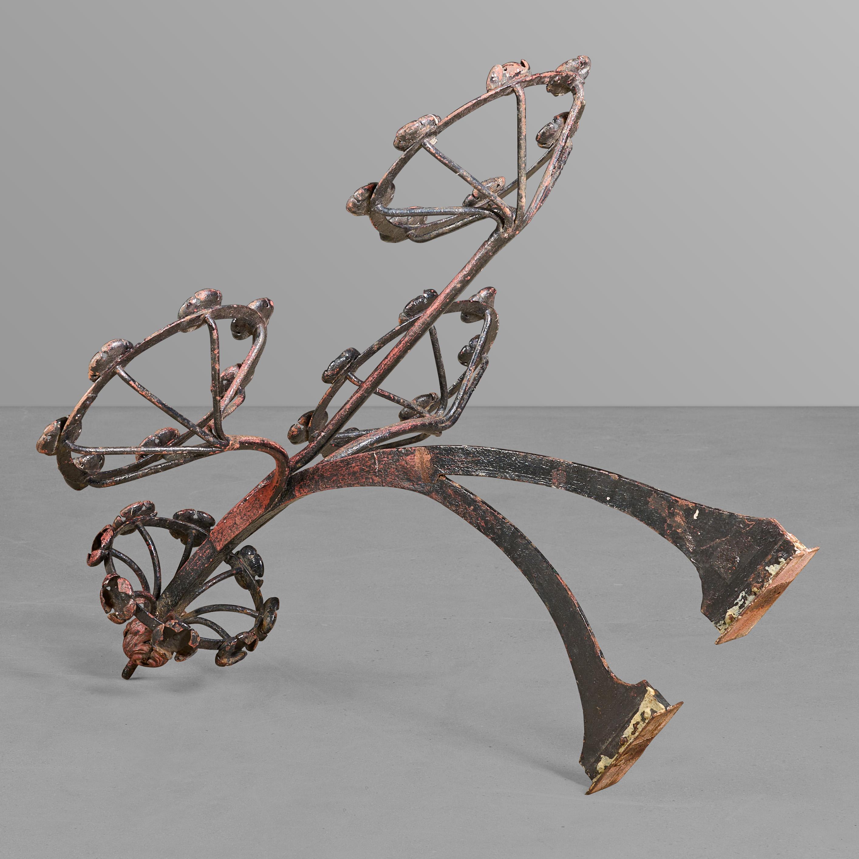 Mid-19th Century Wrought Iron Wall Mounted 