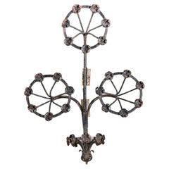 Antique Wrought Iron Wall Mounted "Four Flower" Facade Ornament