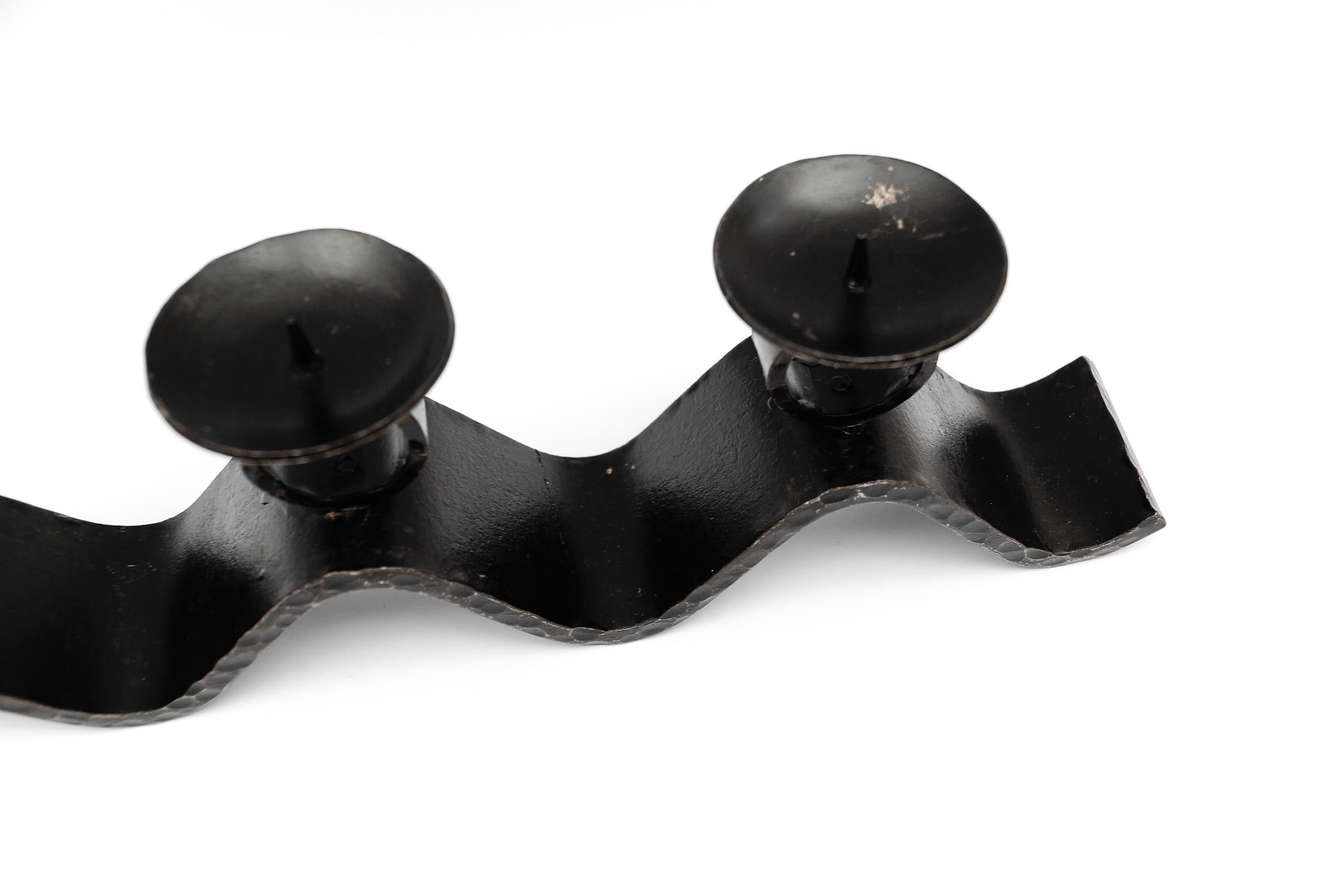 Wrought Iron WAVE Handmade Artist Brutalist Candleholder, 1960s Austria For Sale 7