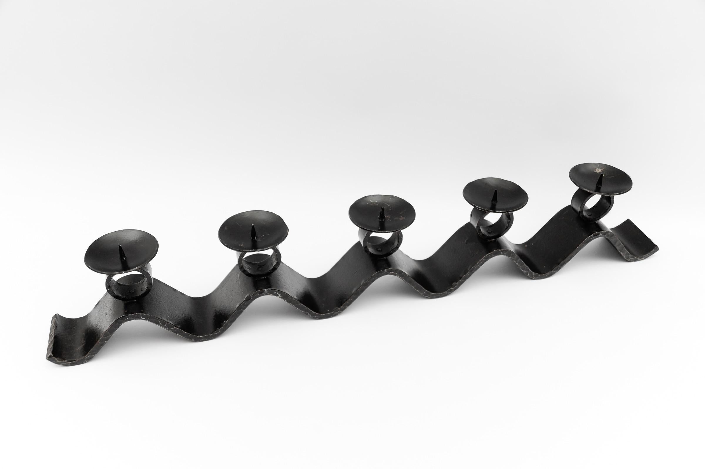 Wrought Iron WAVE Handmade Artist Brutalist Candleholder, 1960s Austria For Sale 1