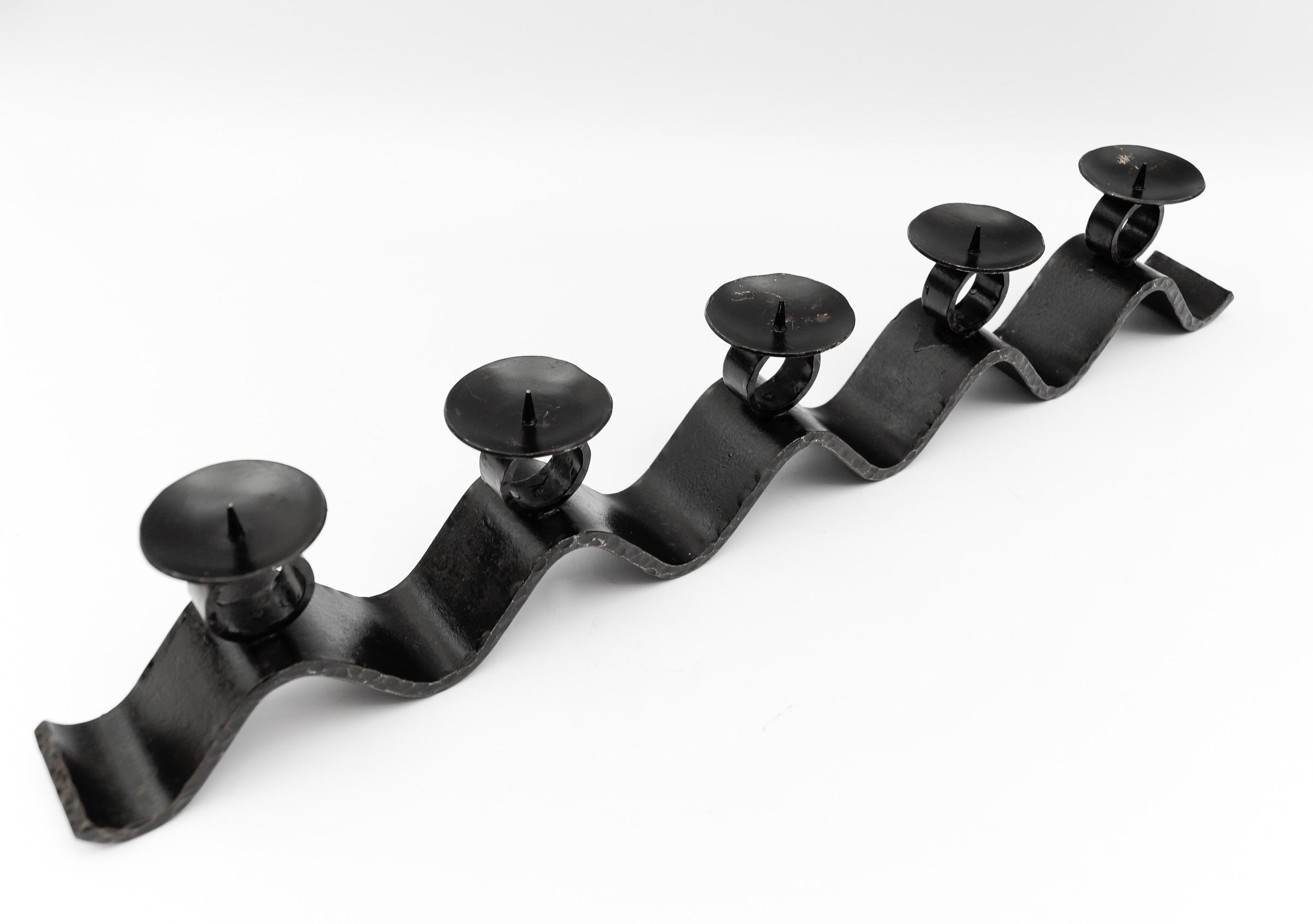 Wrought Iron WAVE Handmade Artist Brutalist Candleholder, 1960s Austria For Sale 2