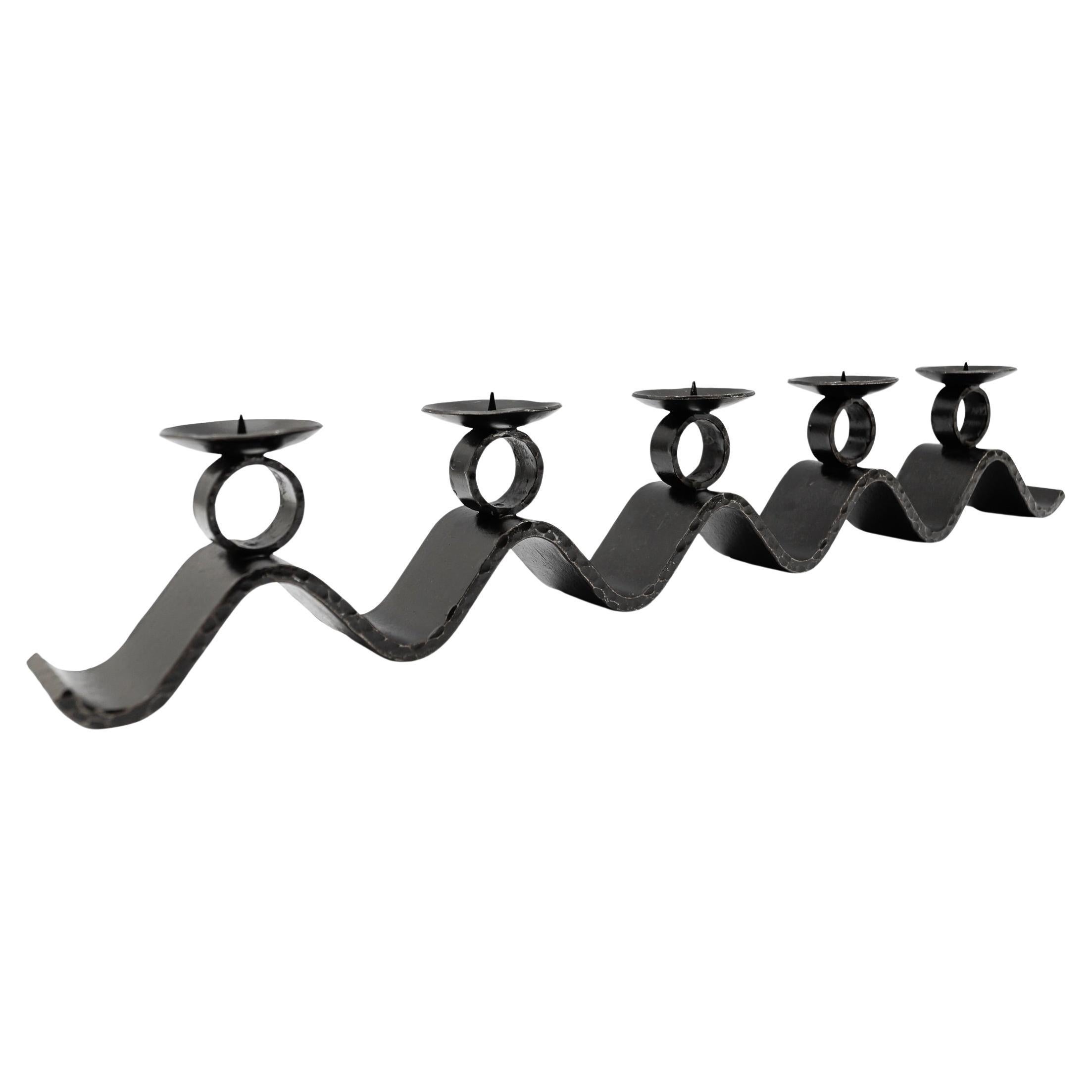 Wrought Iron WAVE Handmade Artist Brutalist Candleholder, 1960s Austria