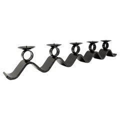 Wrought Iron WAVE Handmade Artist Brutalist Candleholder, 1960s Austria