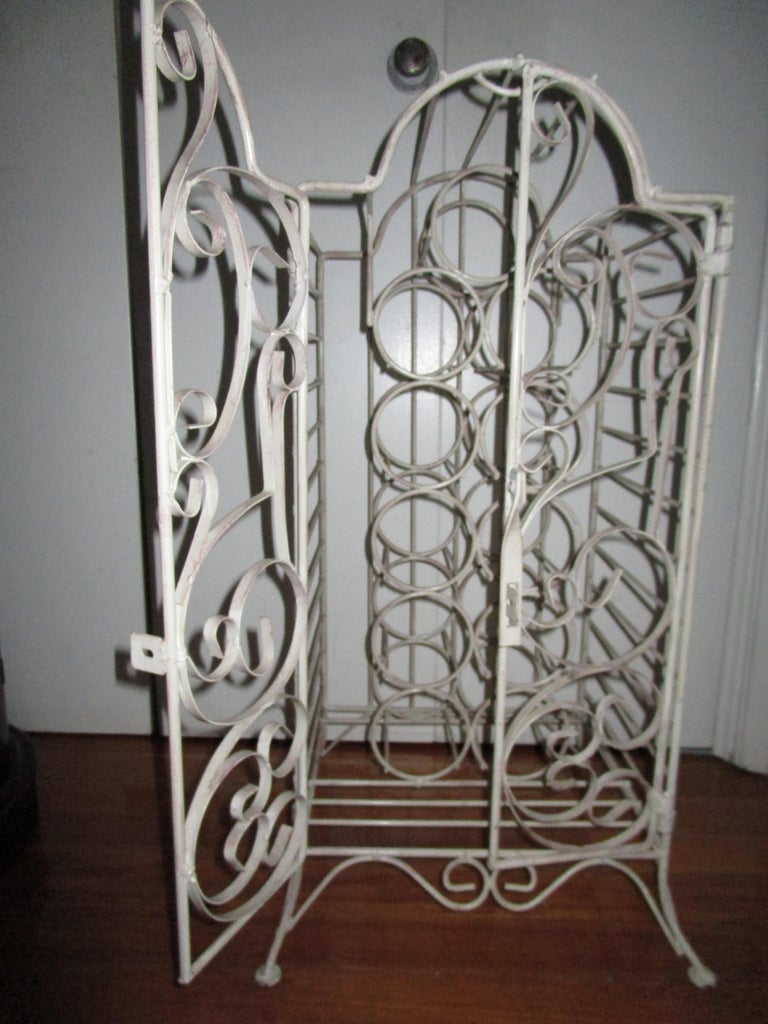 Wrought Iron White Mid Century Wine in the French Taste with