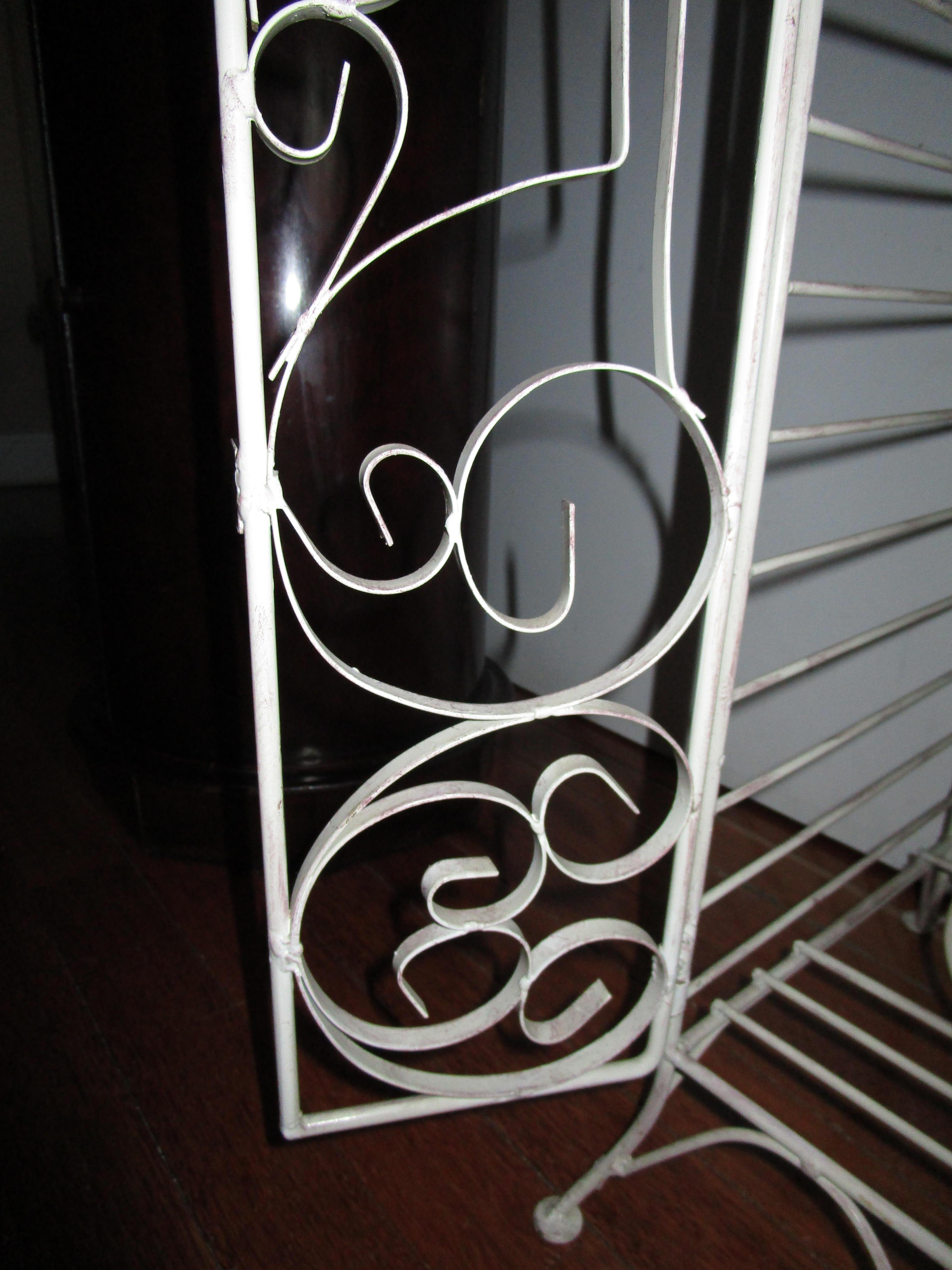 Wrought Iron White Mid Century Wine Cabinet in the French Taste with Latch For Sale 1