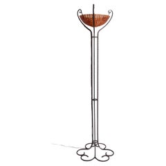 Wrought iron & wicker floor lamp, 1930s.