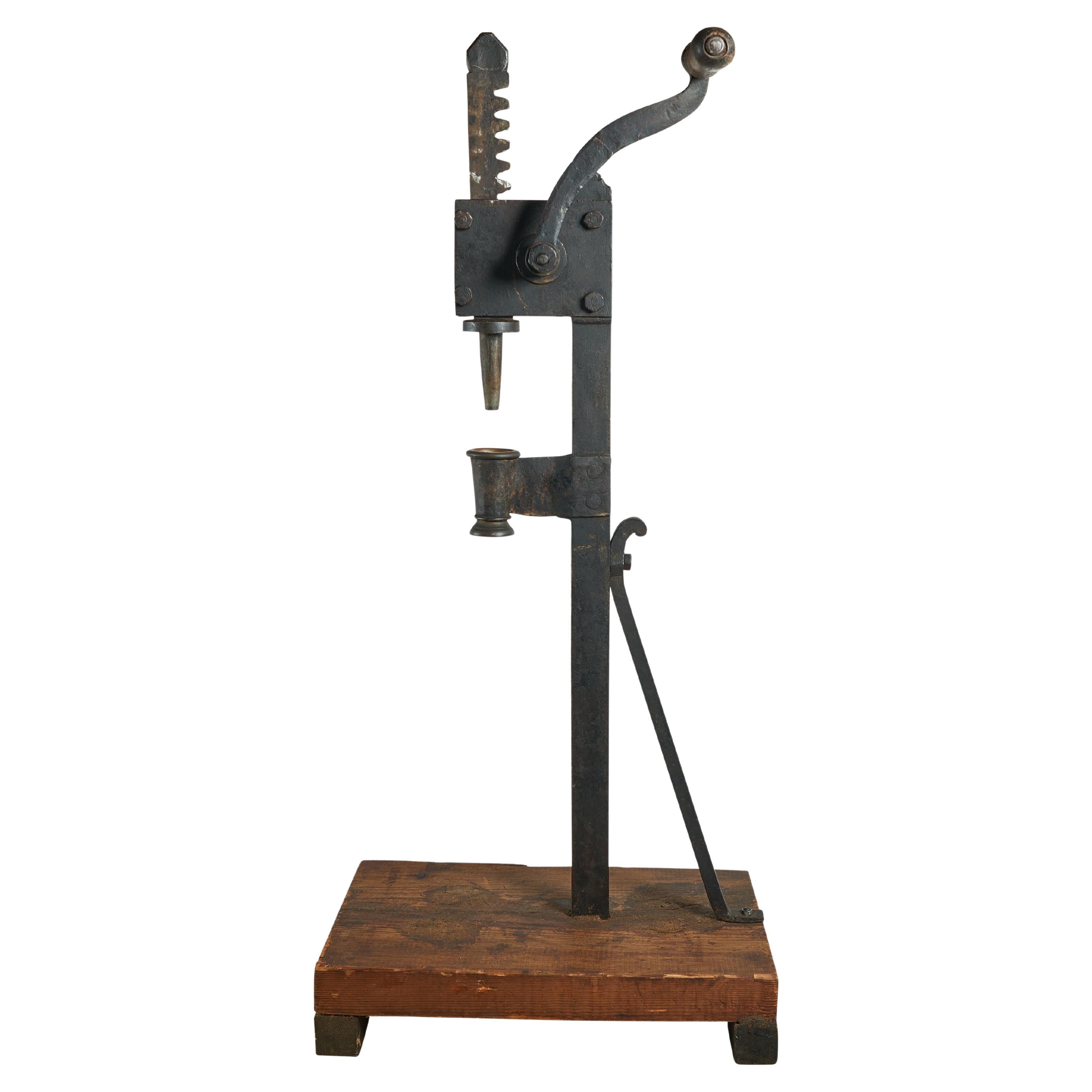 Wrought Iron Wine Cork Press For Sale