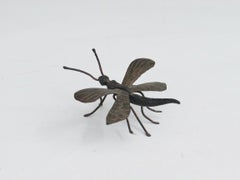 Wrought iron with braas winged Okimono Jizai dragonfly sculpture