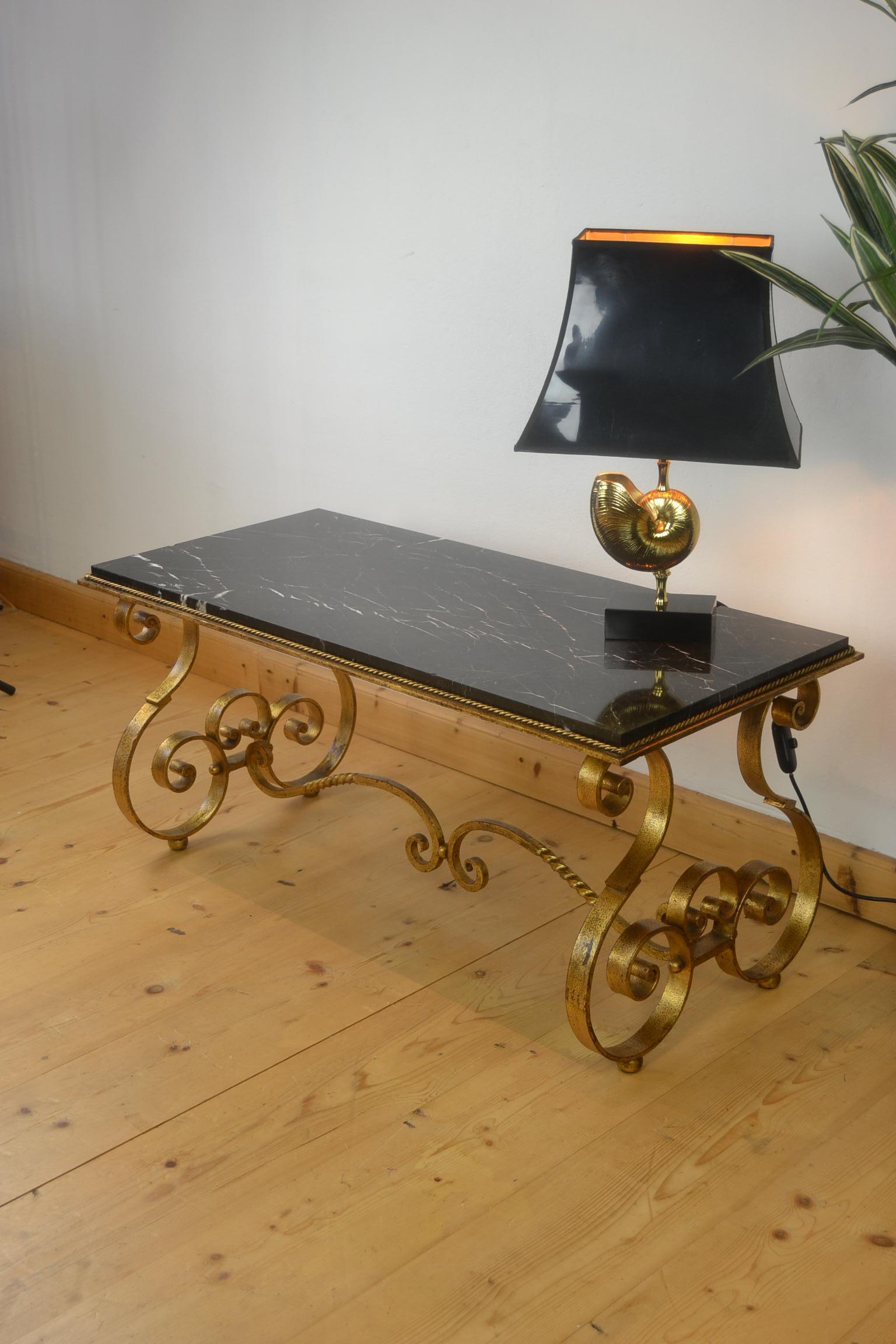 Wrought Iron with Marble Coffee Table, France, 1950s For Sale 7