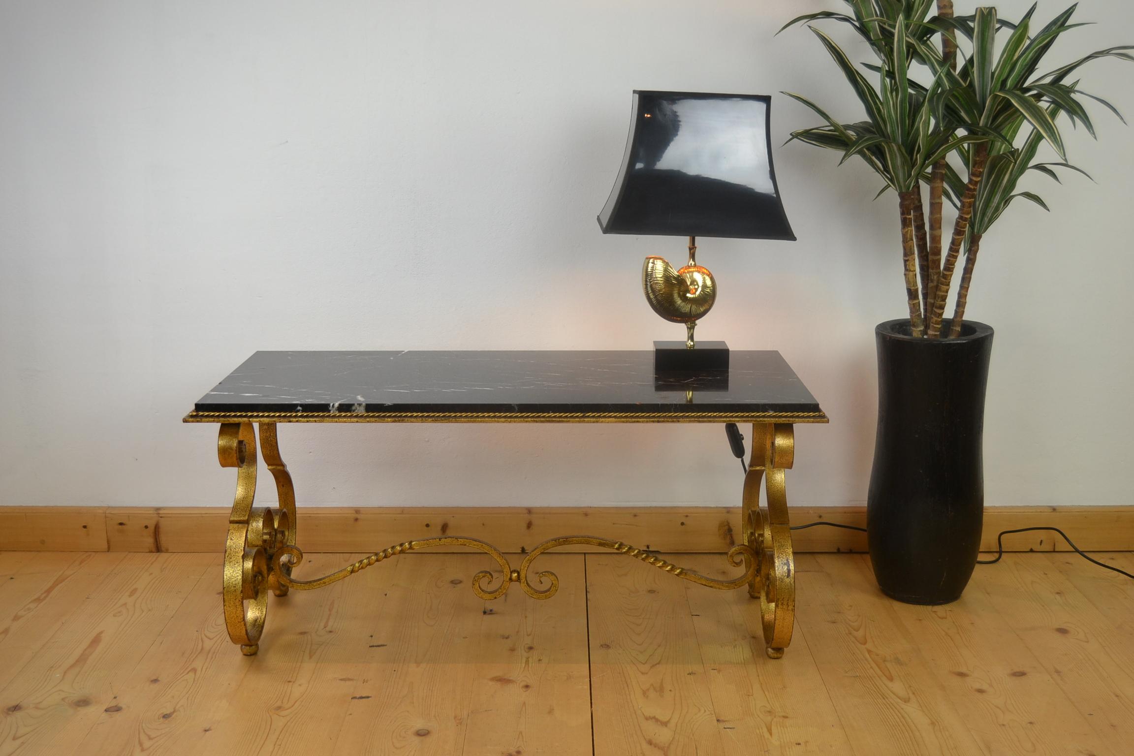 Wrought Iron with Marble Coffee Table, France, 1950s For Sale 13