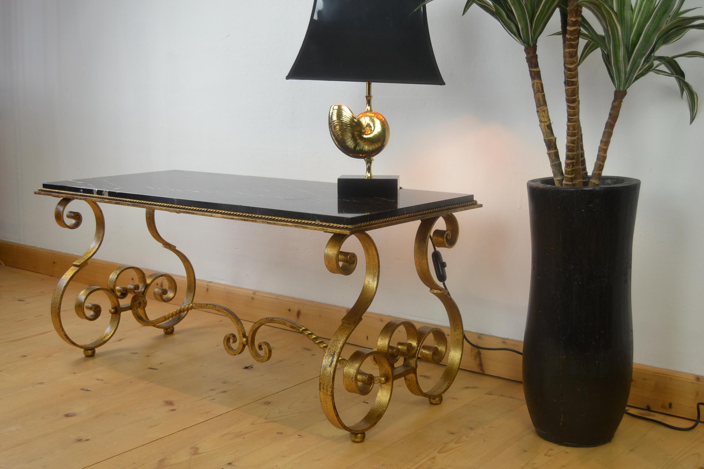 French Wrought Iron with Marble Coffee Table, 1950s For Sale 15